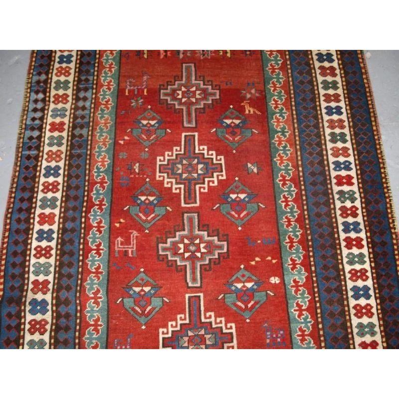 Hand-Woven Antique Caucasian Karabagh Kazak Rug, circa 1900 For Sale