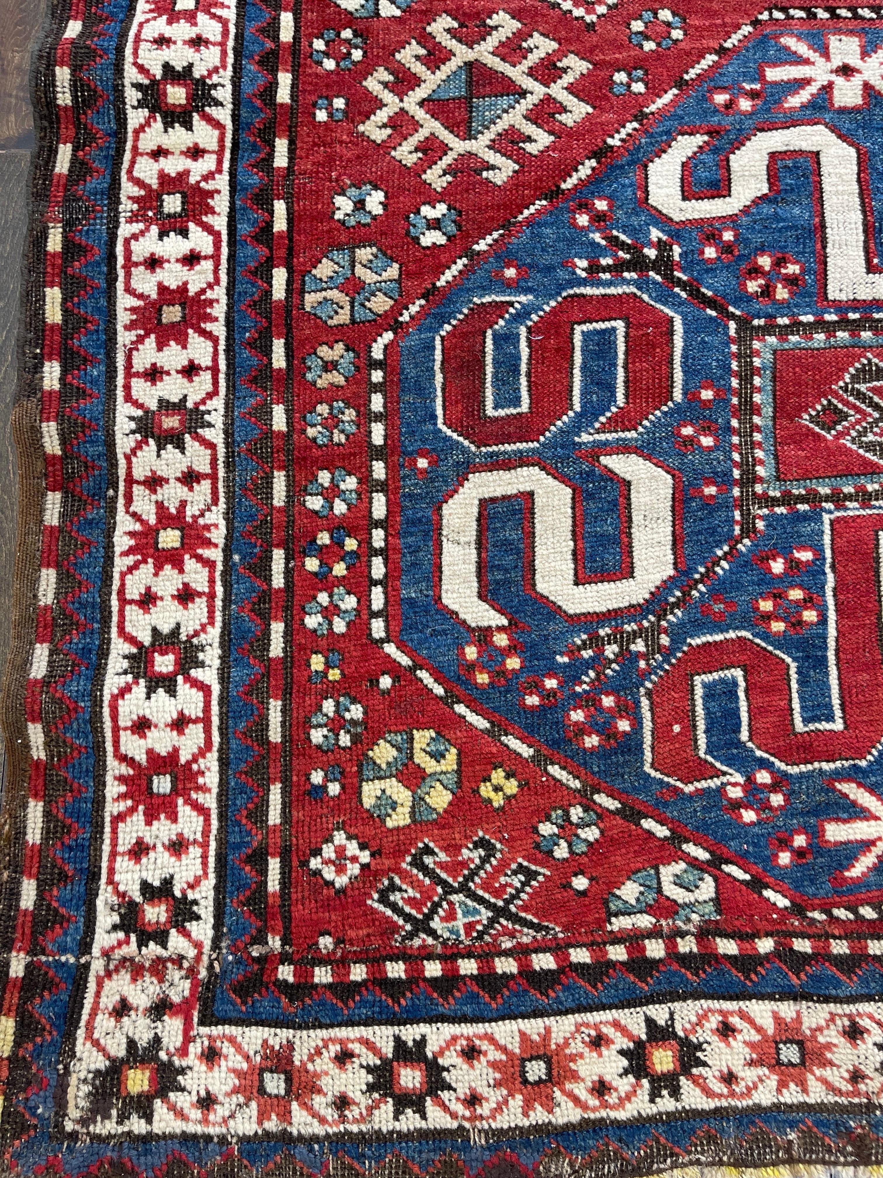 Antique Caucasian Karabagh Kazak Runner circa 1900 For Sale 4