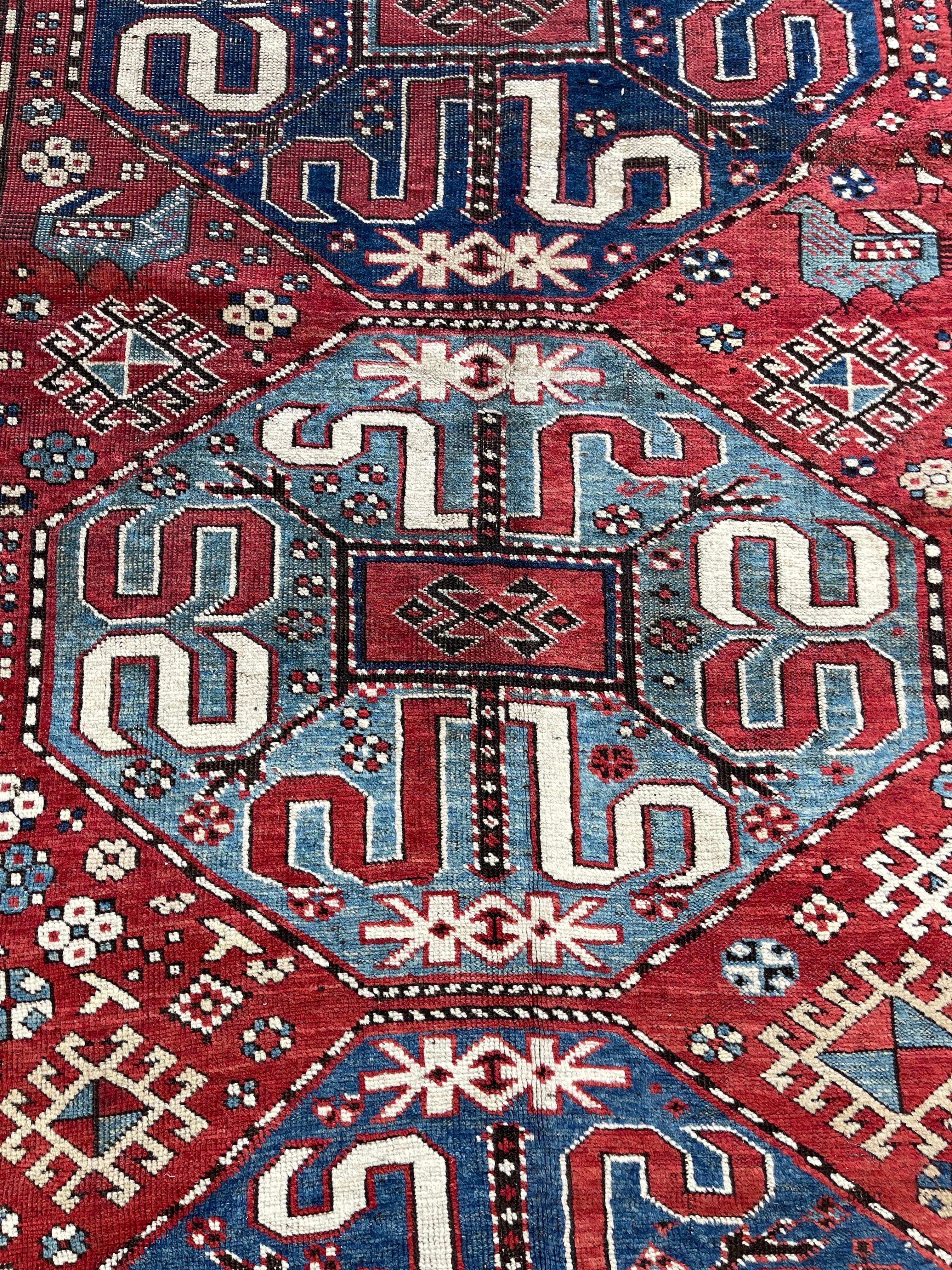 Early 20th Century Antique Caucasian Karabagh Kazak Runner circa 1900 For Sale