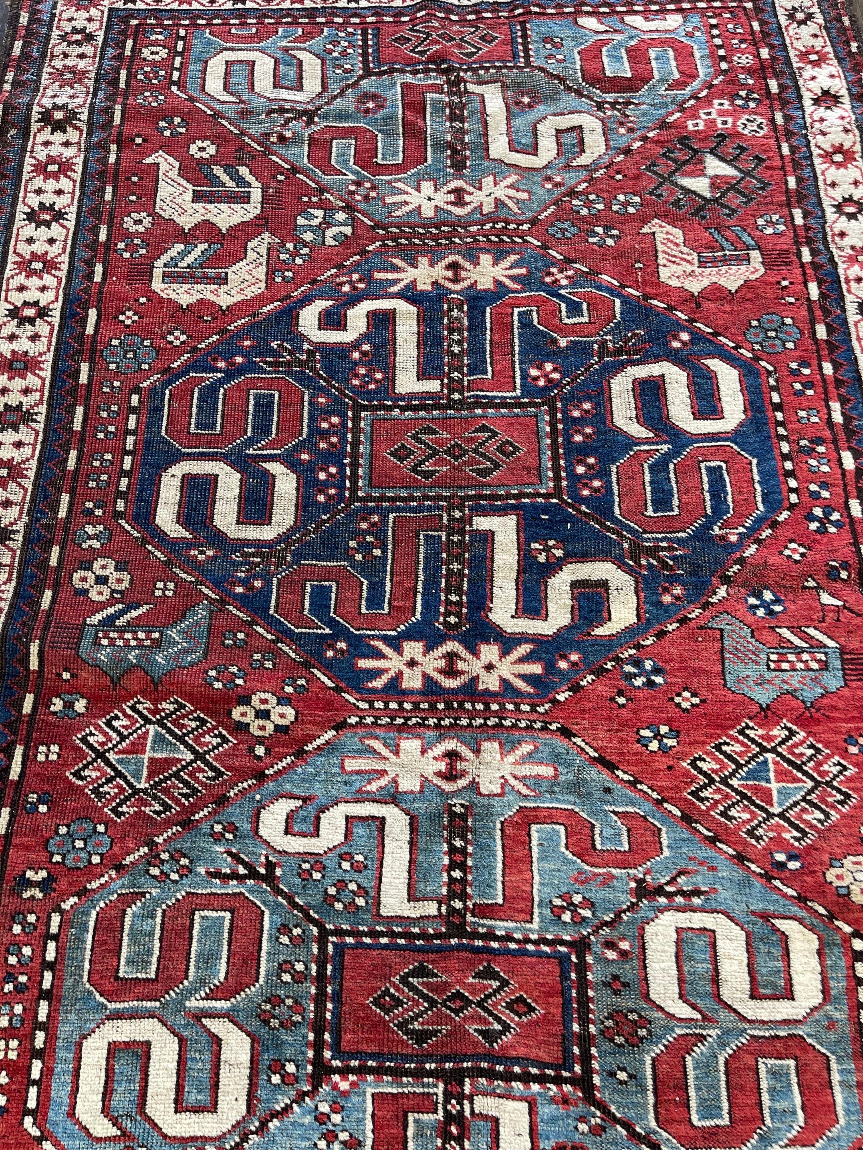 Wool Antique Caucasian Karabagh Kazak Runner circa 1900 For Sale