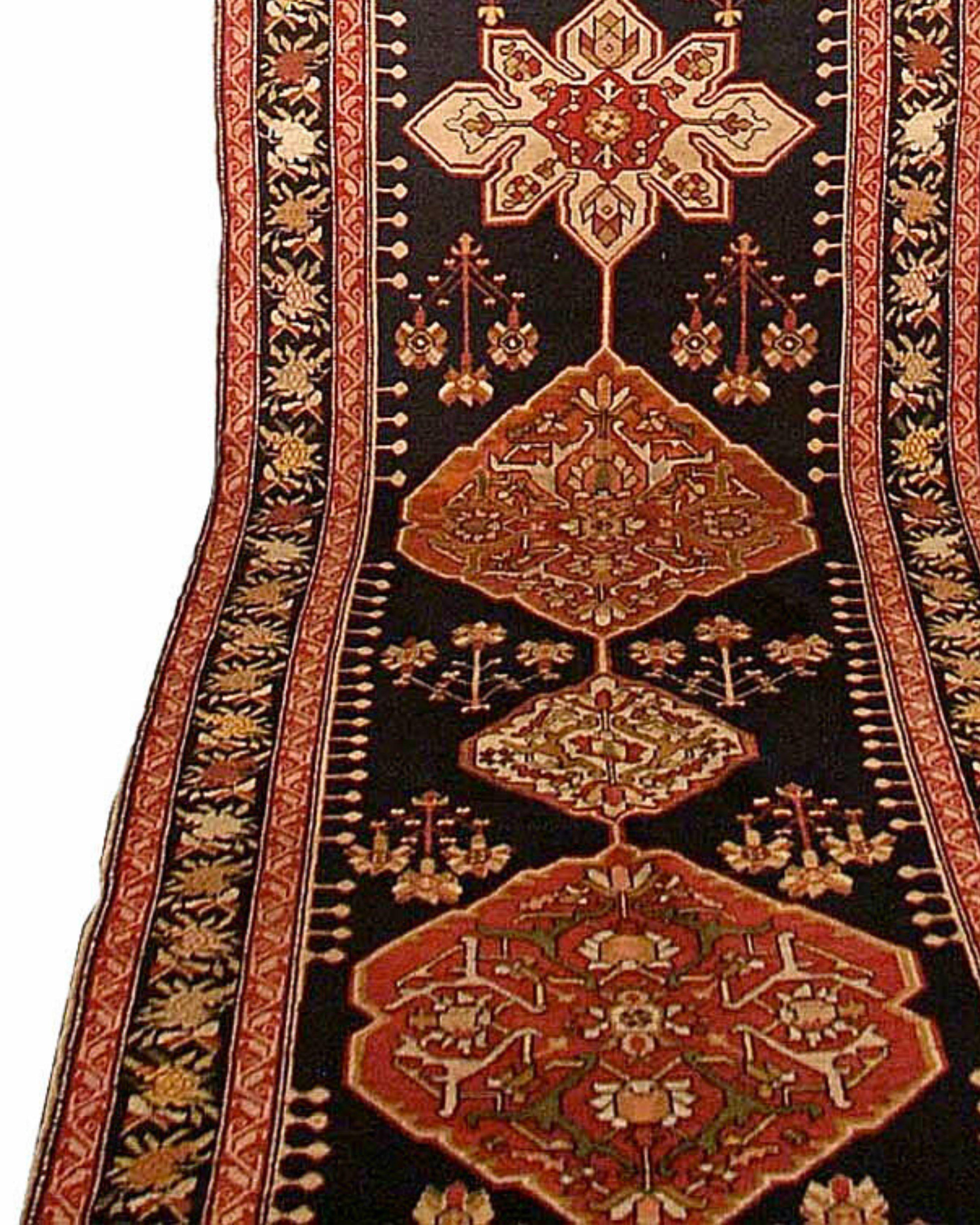 Wool Antique Caucasian Karabagh Long Runner, 19th Century For Sale