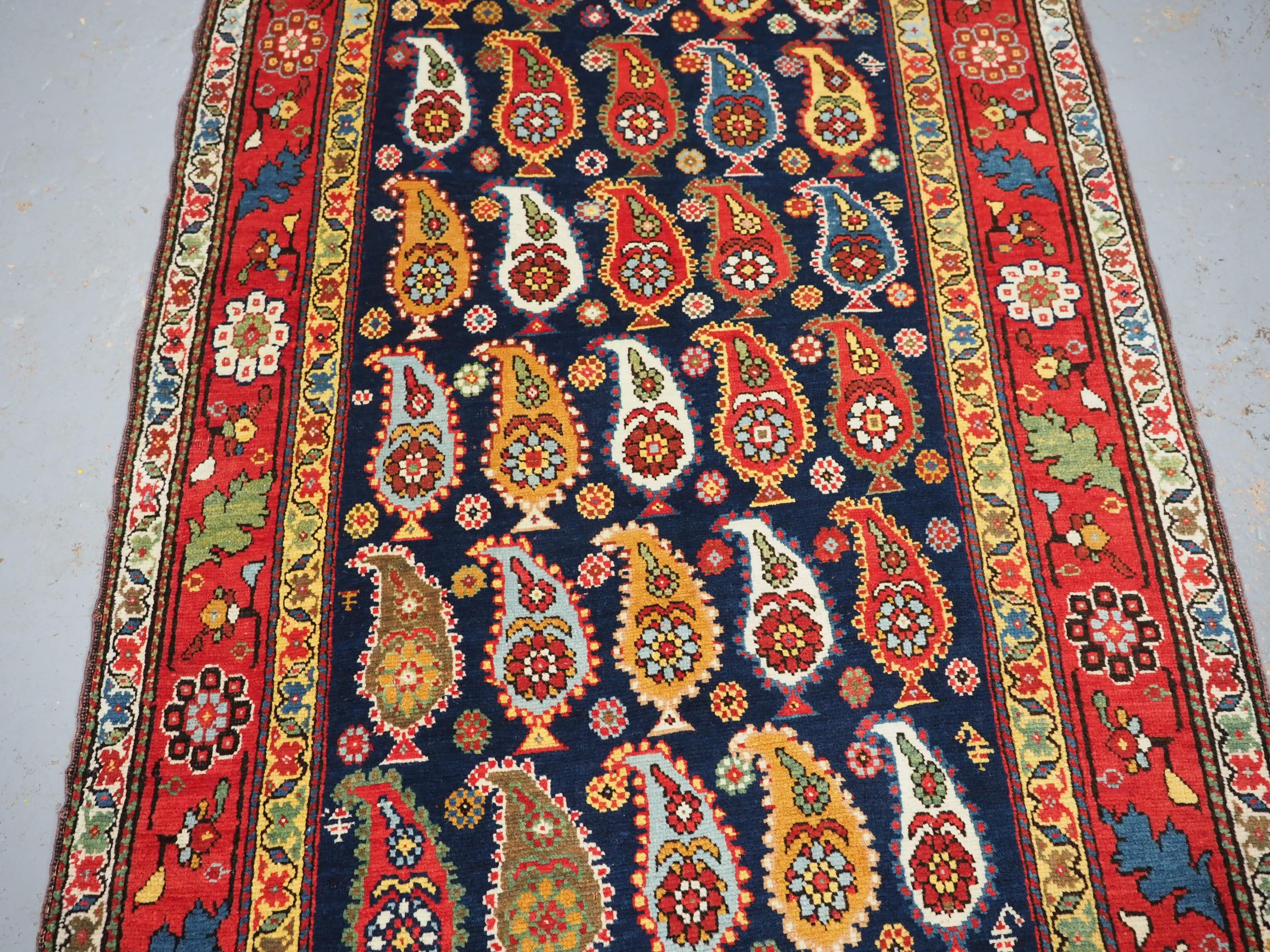 Early 20th Century Antique Caucasian Karabagh region long rug with all over boteh design. For Sale