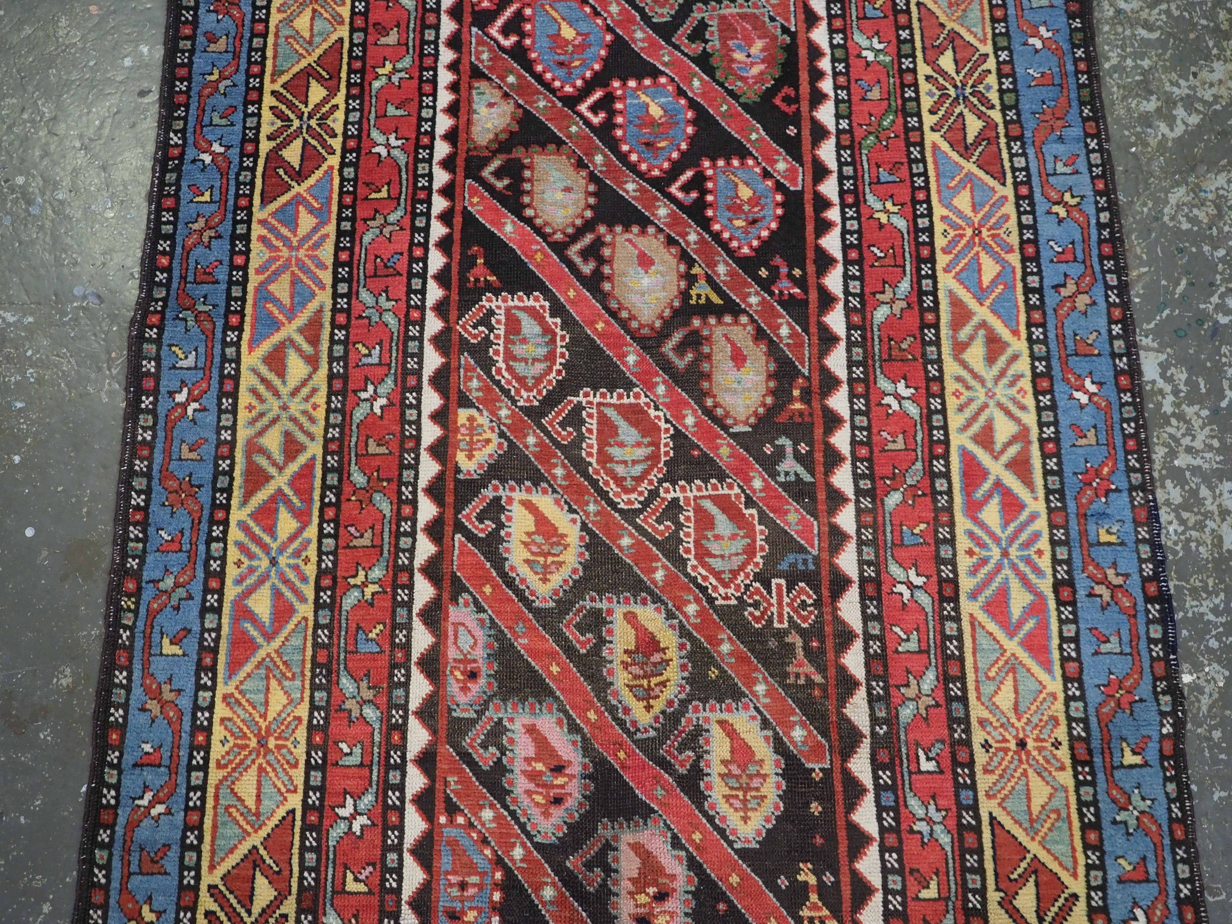 Wool Antique Caucasian Karabagh region runner, circa 1880. For Sale