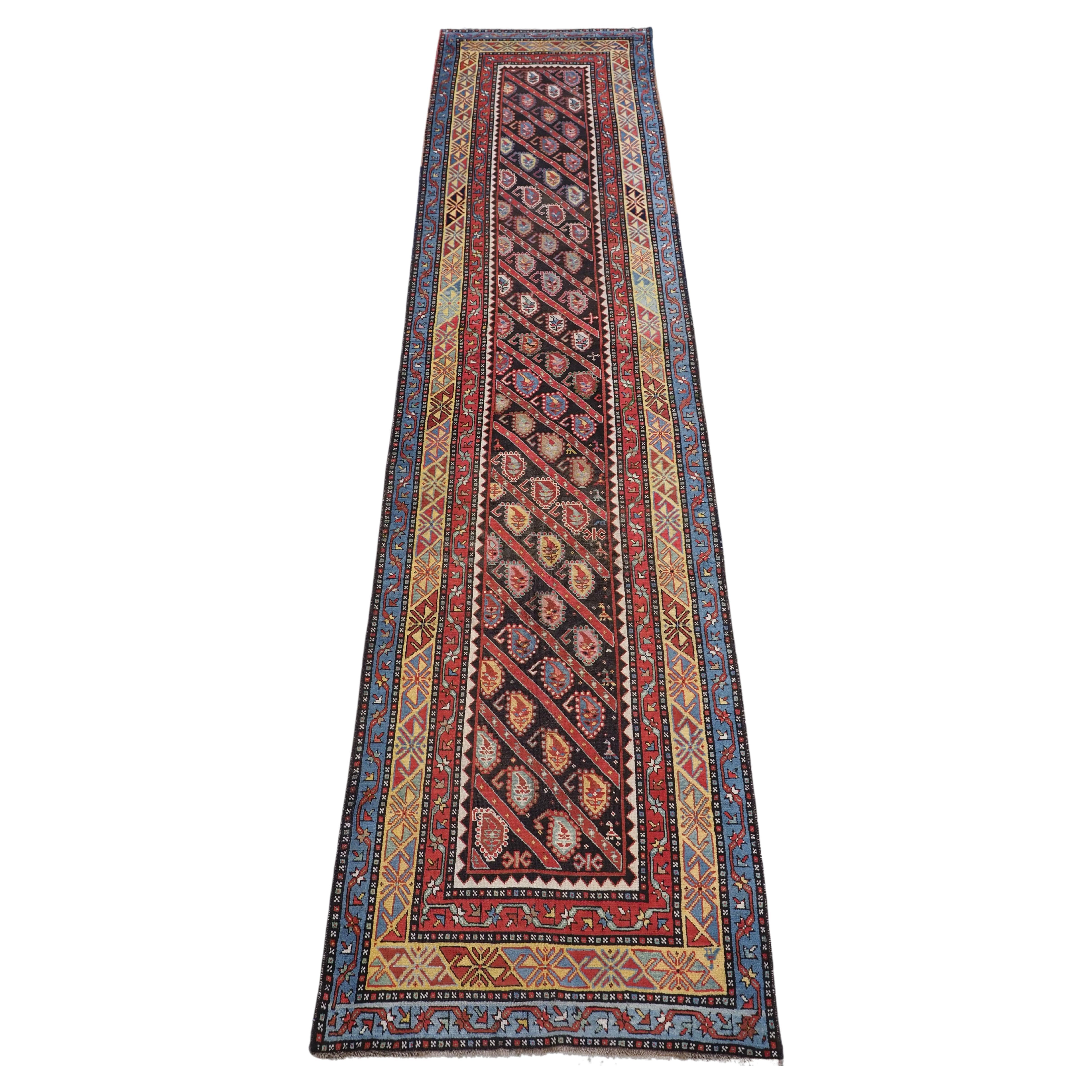 Antique Caucasian Karabagh region runner, circa 1880. For Sale