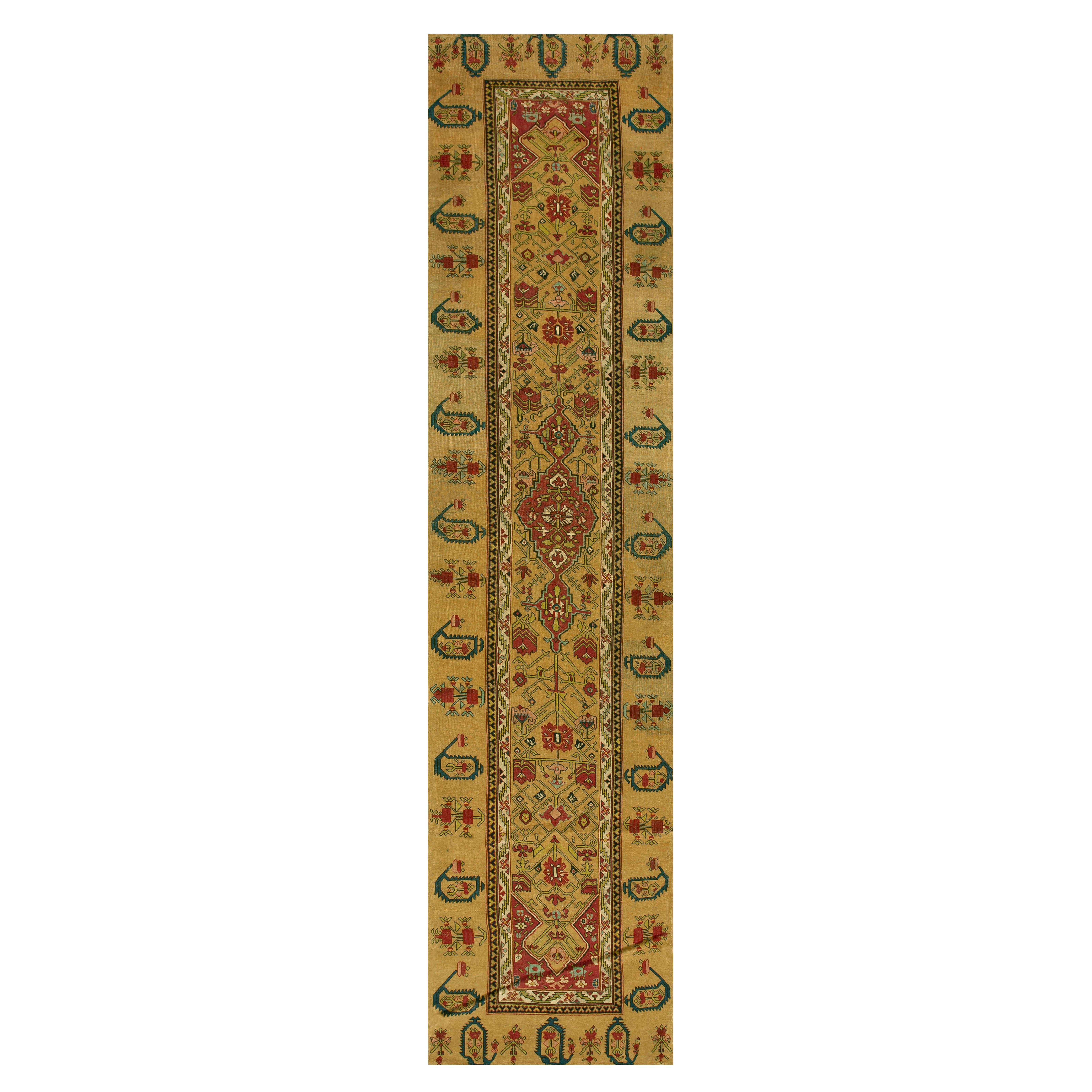 Kaukasischer Shusha Karabagh-Teppich des 19. Jahrhunderts (3' 7'' x 15' 9''-110 x 480 cm)