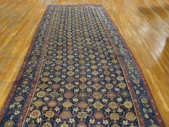 1890s Navy Mina Khani Caucasian Karabagh Gallery Carpet 6'10" x 19'3" Wool Rug