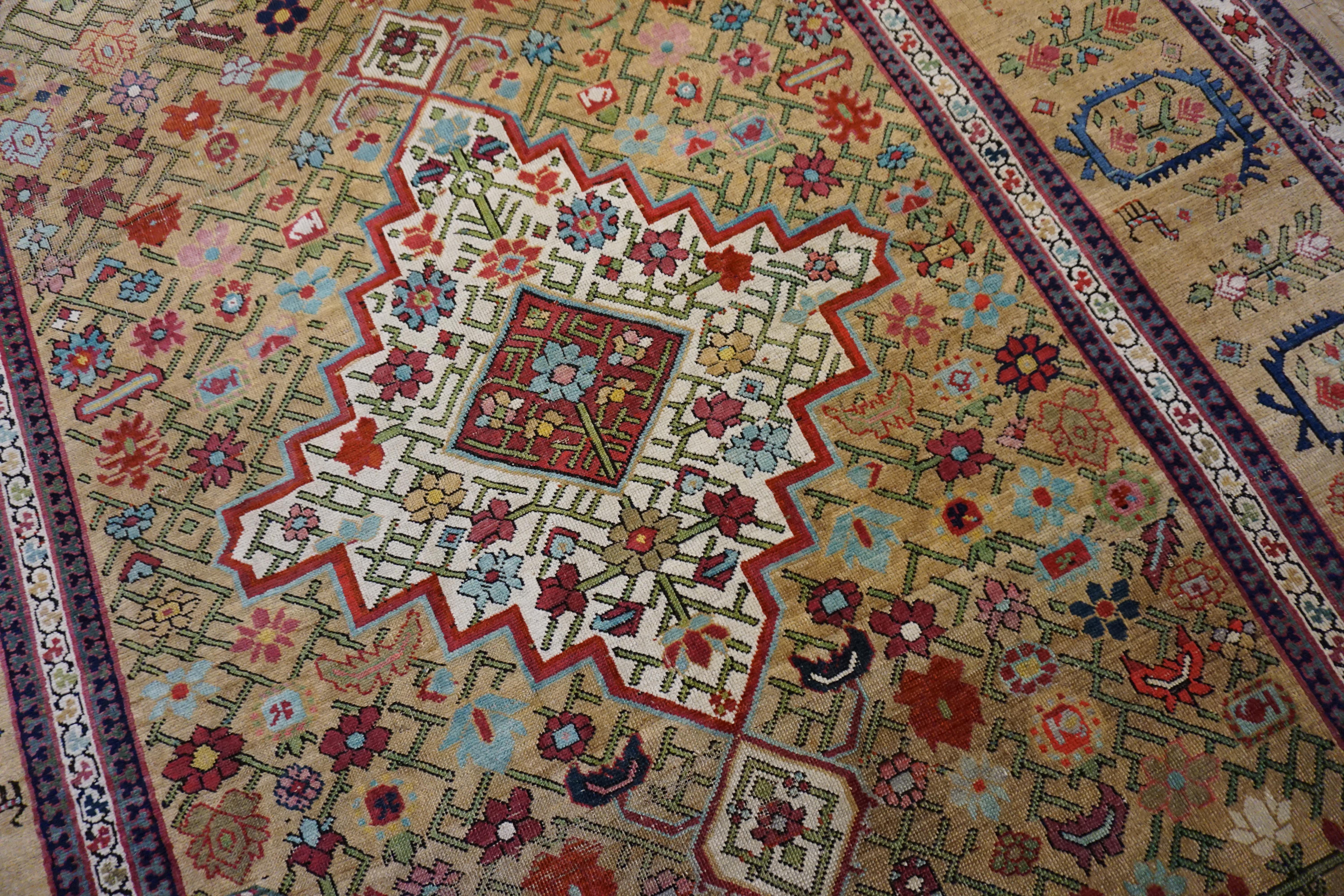 Kazak Mid 19th Century Caucasian Shusha Karabagh Carpet ( 7'2