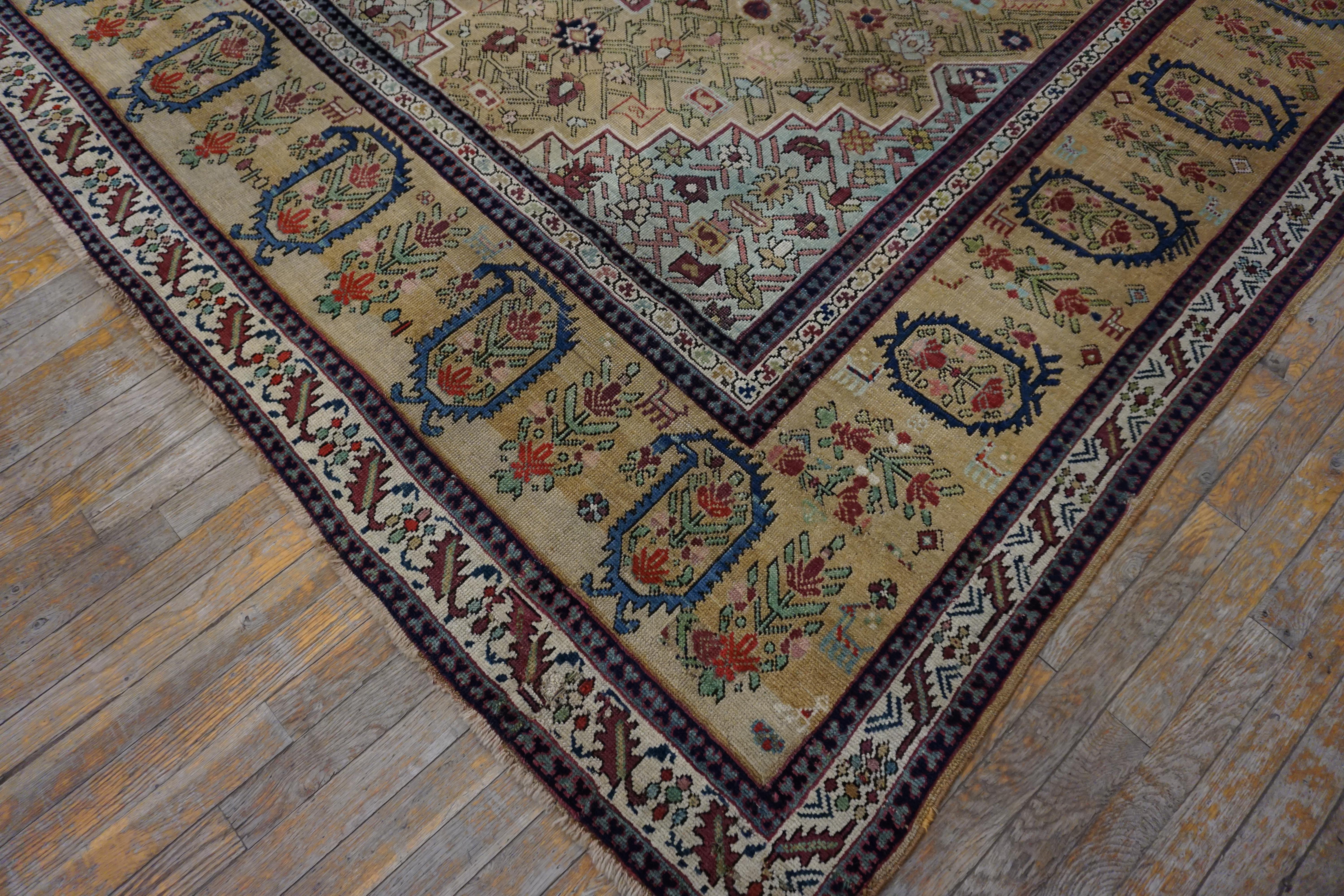 Wool Mid 19th Century Caucasian Shusha Karabagh Carpet ( 7'2
