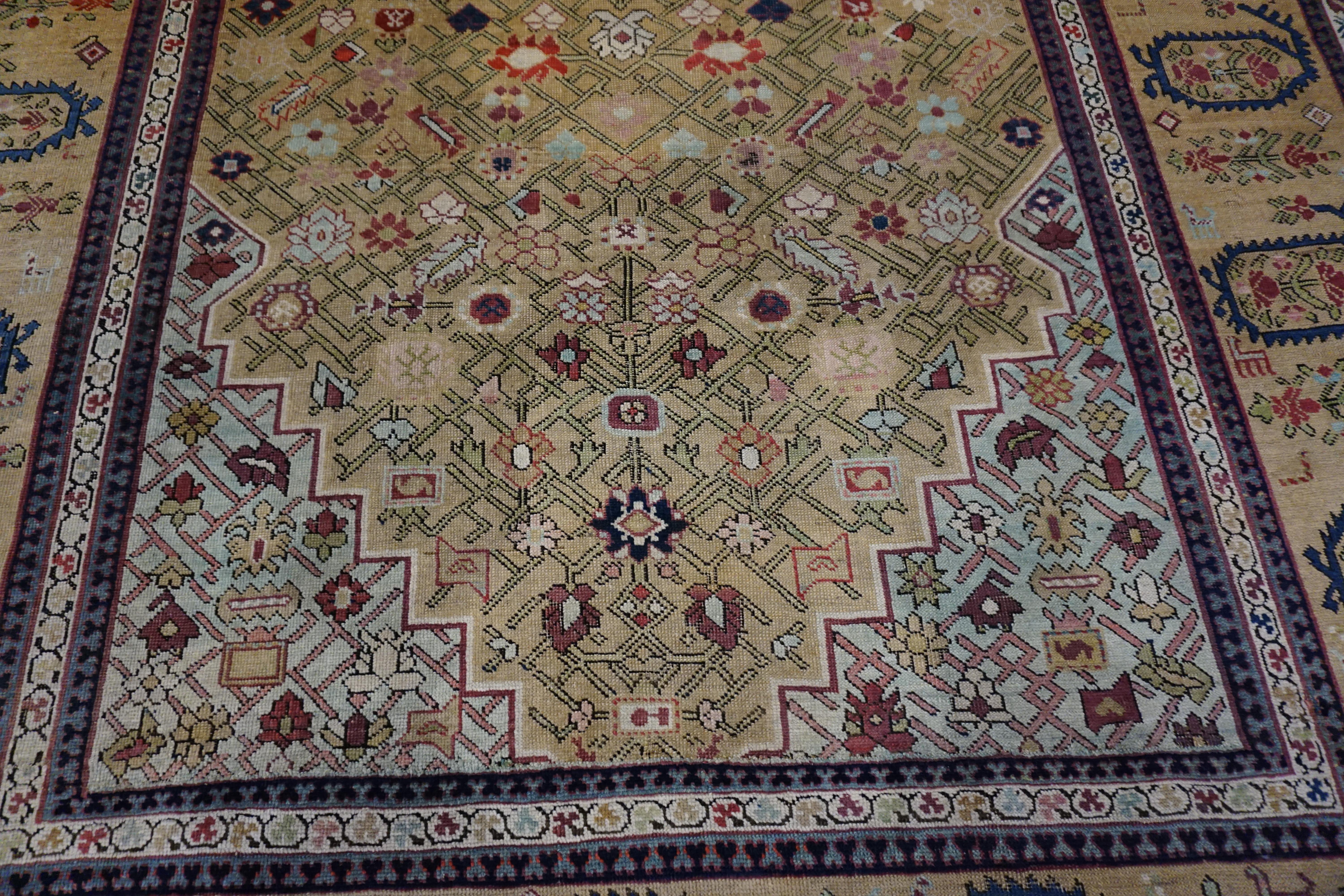 Mid 19th Century Caucasian Shusha Karabagh Carpet ( 7'2