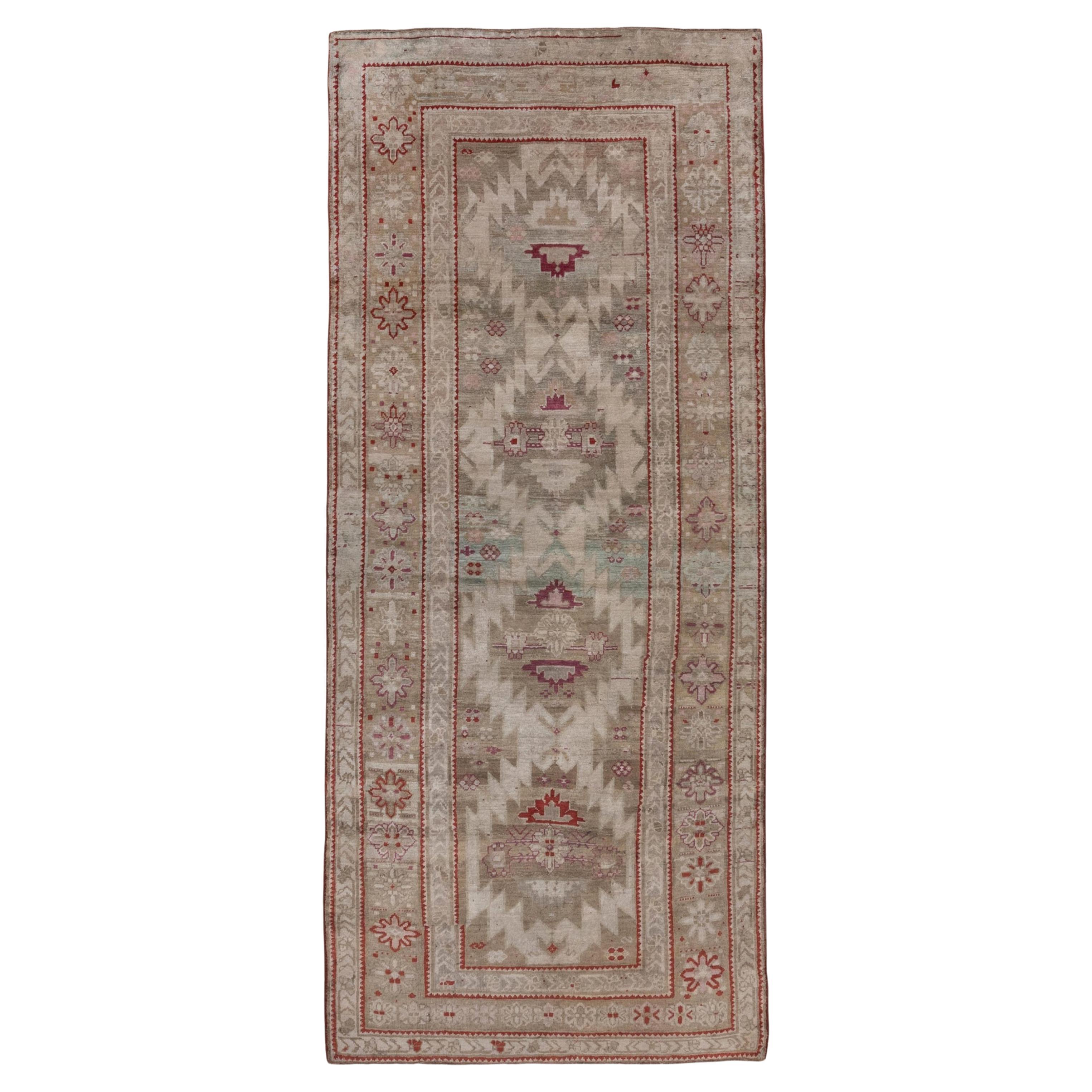 Antique Caucasian Karabagh Rug, Brown and Ivory Field, Red Accents