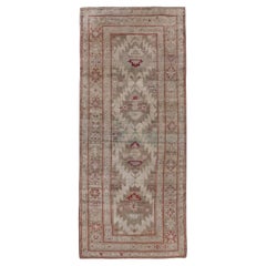 Antique Caucasian Karabagh Rug, Brown and Ivory Field, Red Accents