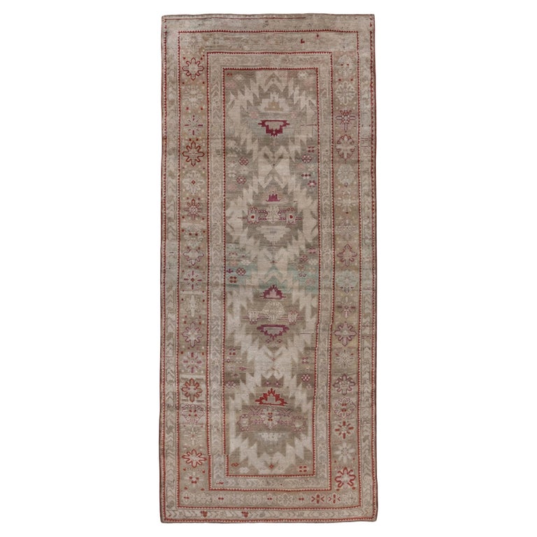 Garabagh Rig Antique Caucasian Karabagh Rug, Brown and Ivory Field, Red Accents For ...