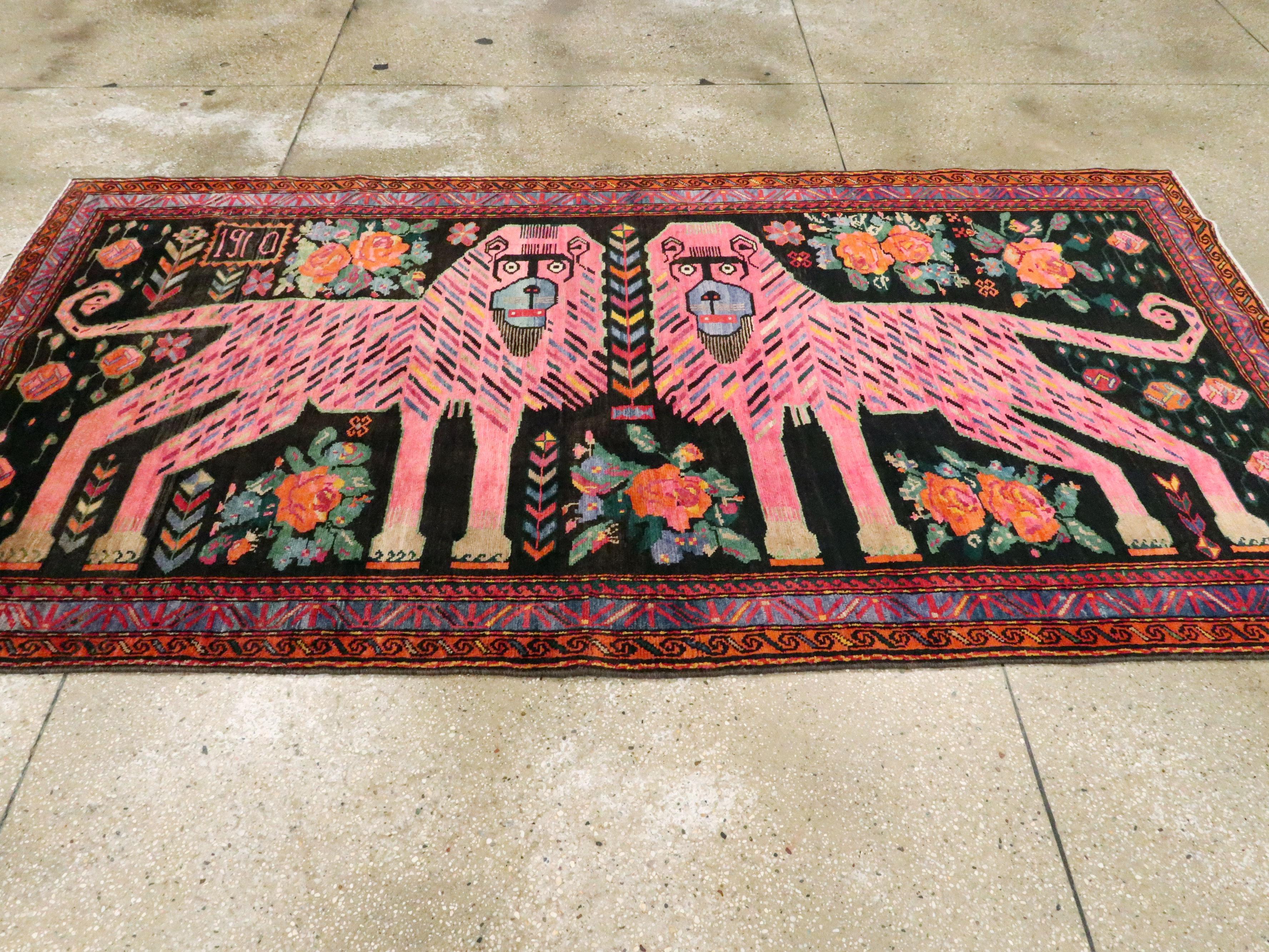 Hand-Knotted Antique Caucasian Karabagh Rug