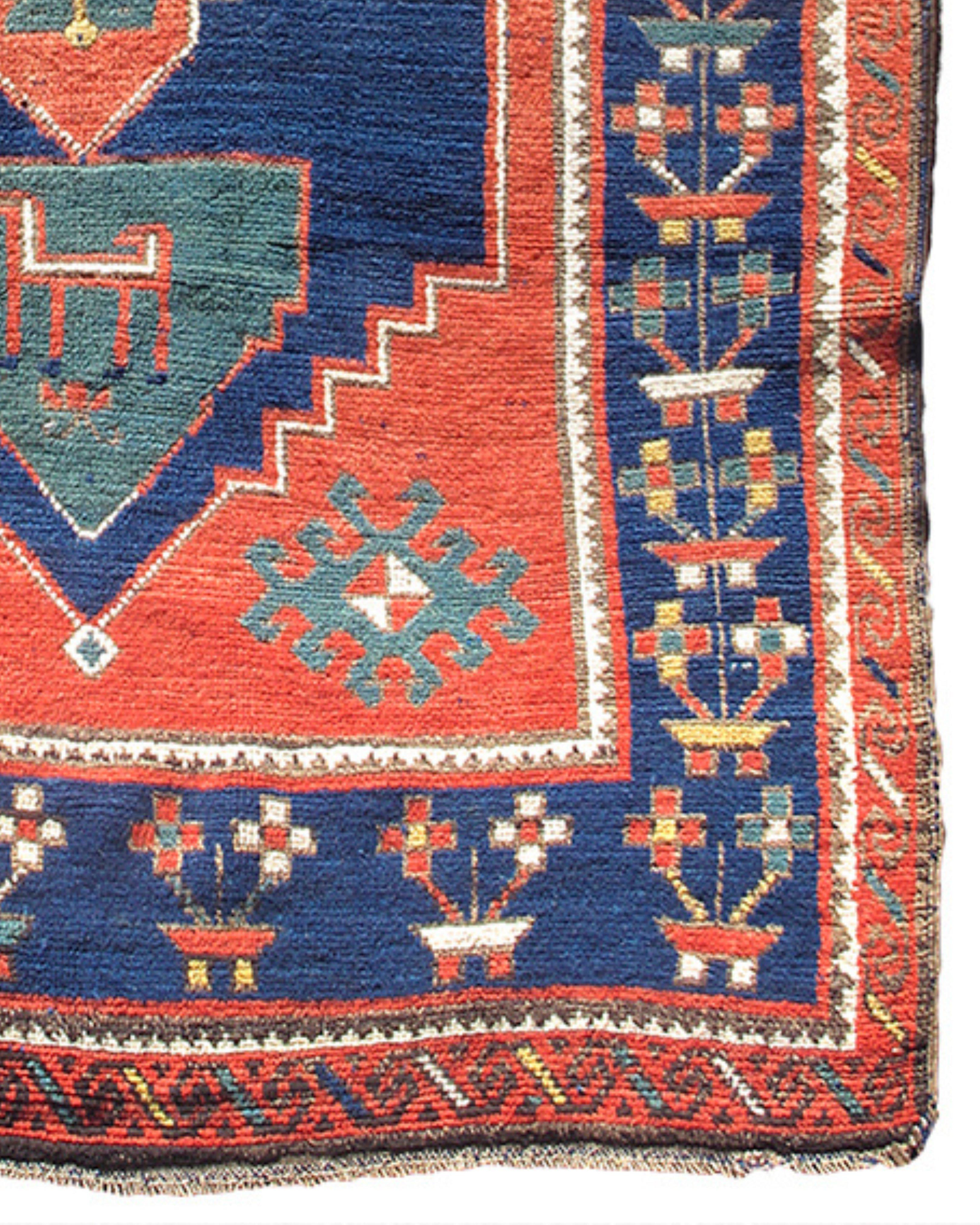 Wool Antique Caucasian Karabagh Rug, Late 19th Century For Sale