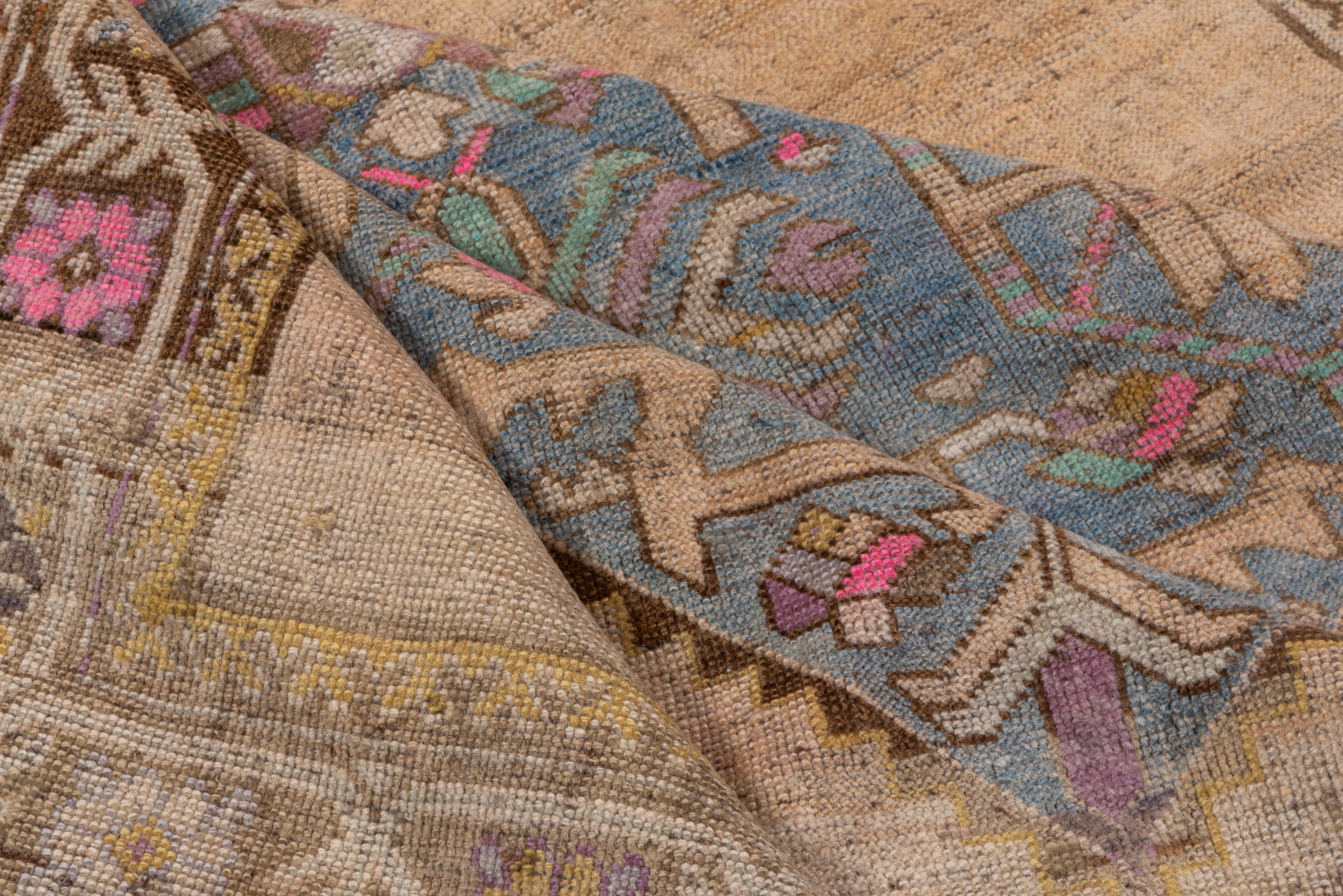 Antique Caucasian Karabagh Rug, Pink, Blue and Neutral Tones In Good Condition In New York, NY