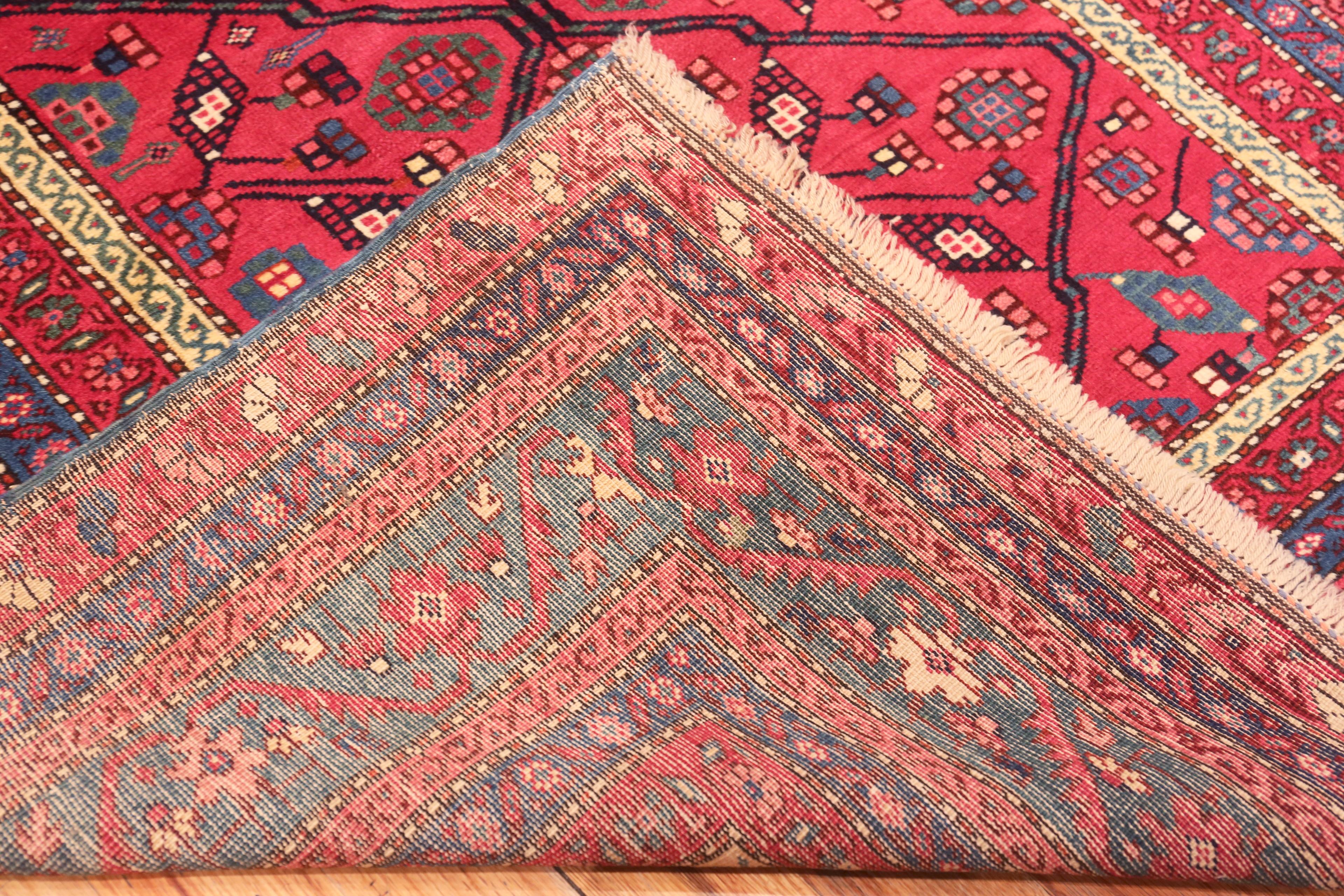 Fascinating Antique Caucasian Karabagh Rug, Origin: Caucasian Rugs, Circa date: 1920. Size: 4 ft 8 in x 11 ft (1.42 m x 3.35 m)

