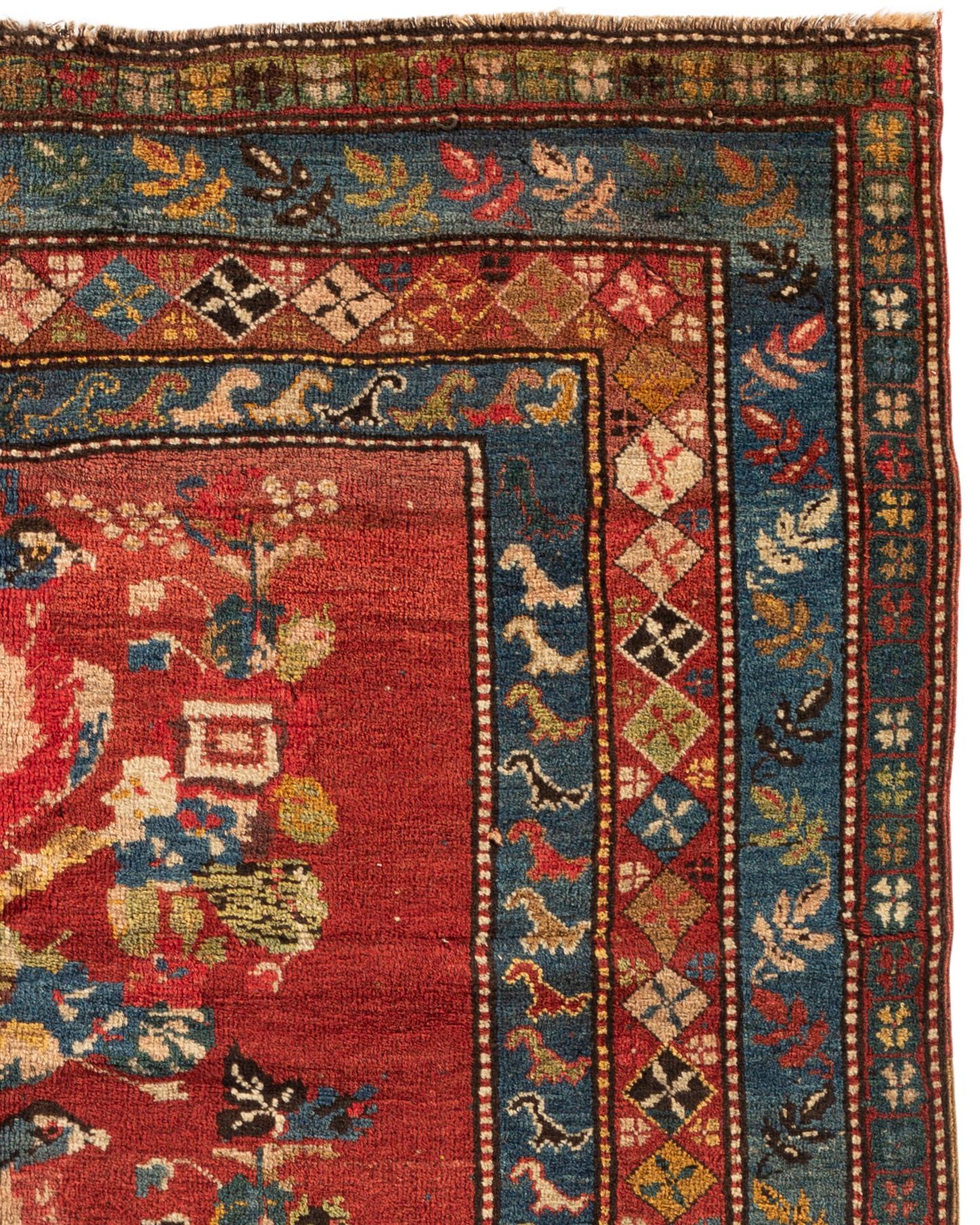 Antiker kaukasischer Karabagh-Teppich mit Vogelmuster, um 1880 (Kaukasisch) im Angebot