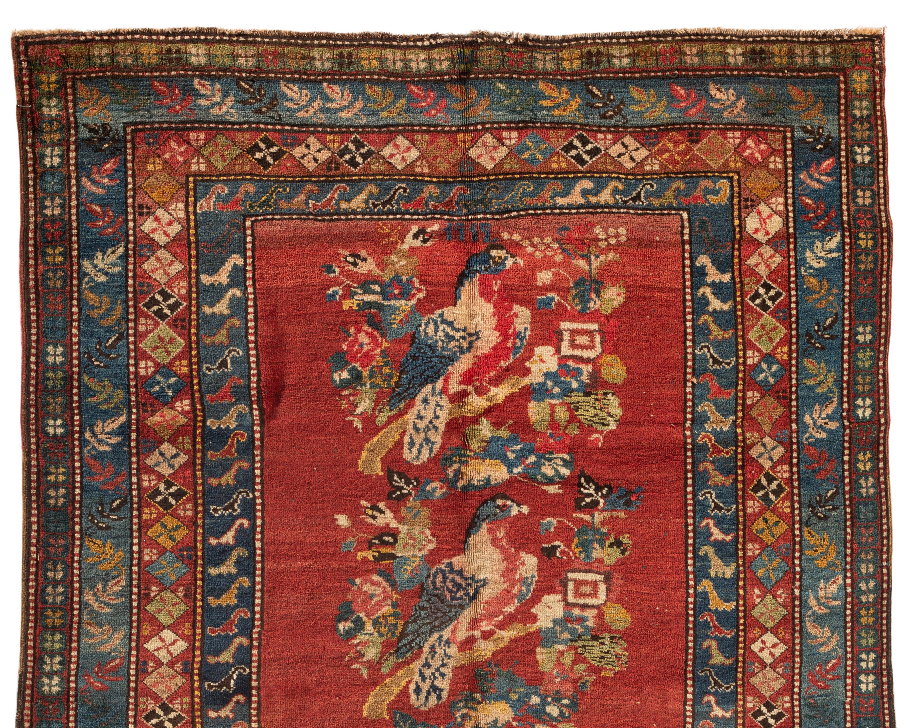 Antiker kaukasischer Karabagh-Teppich mit Vogelmuster, um 1880 (Handgewebt) im Angebot
