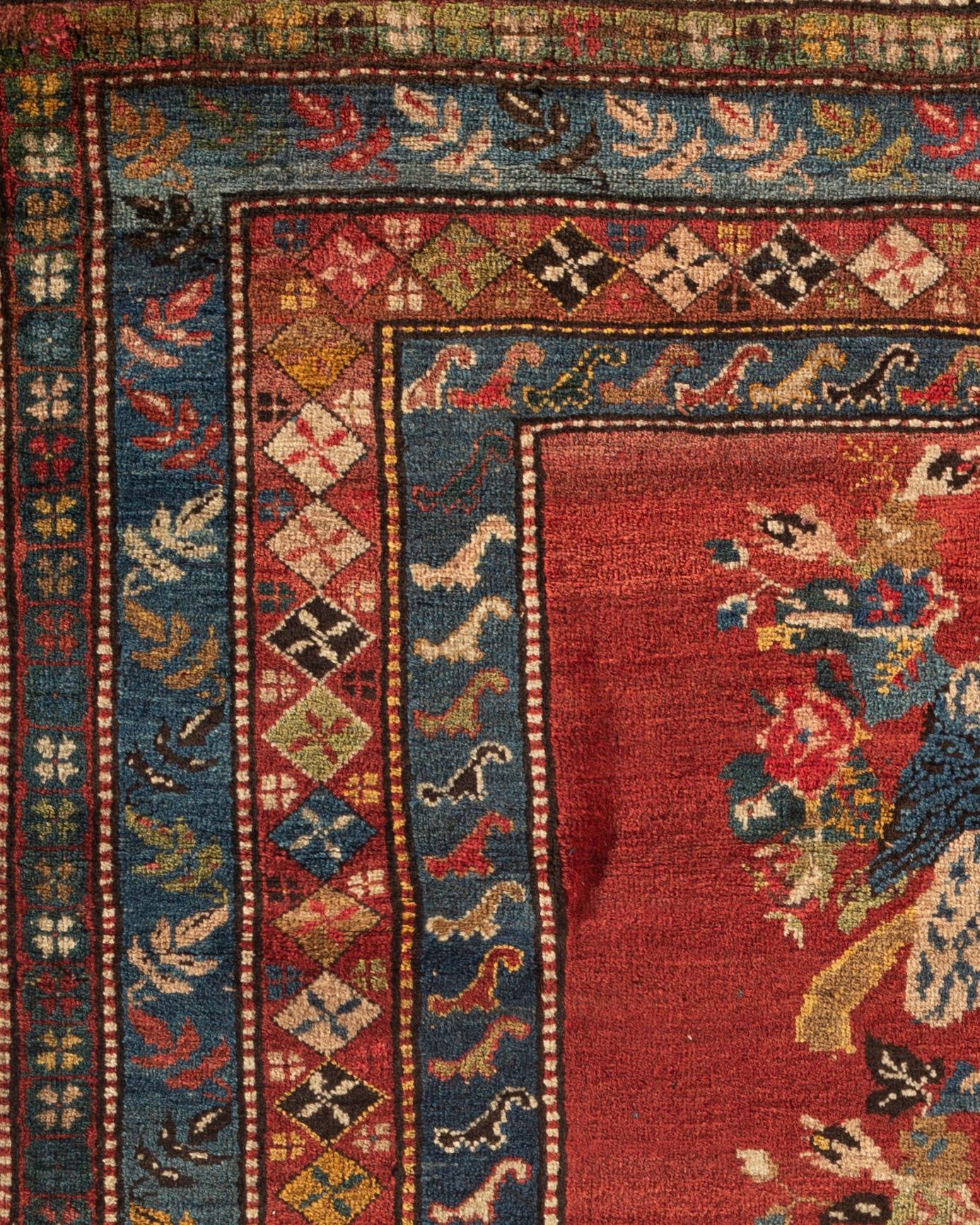 Antiker kaukasischer Karabagh-Teppich mit Vogelmuster, um 1880 im Zustand „Gut“ im Angebot in Secaucus, NJ