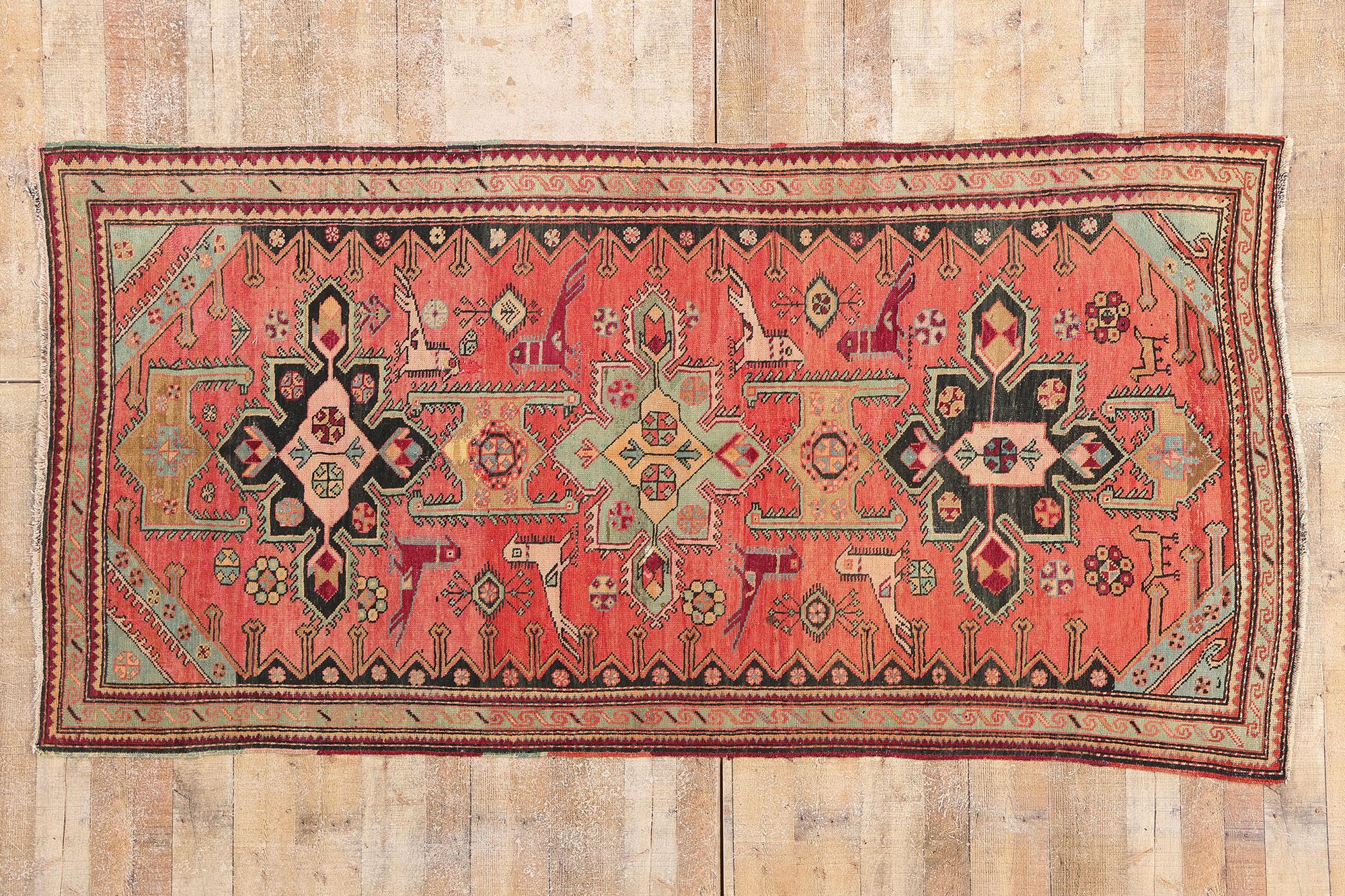 Antique Caucasian Karabagh Rug with Modern Style For Sale 3
