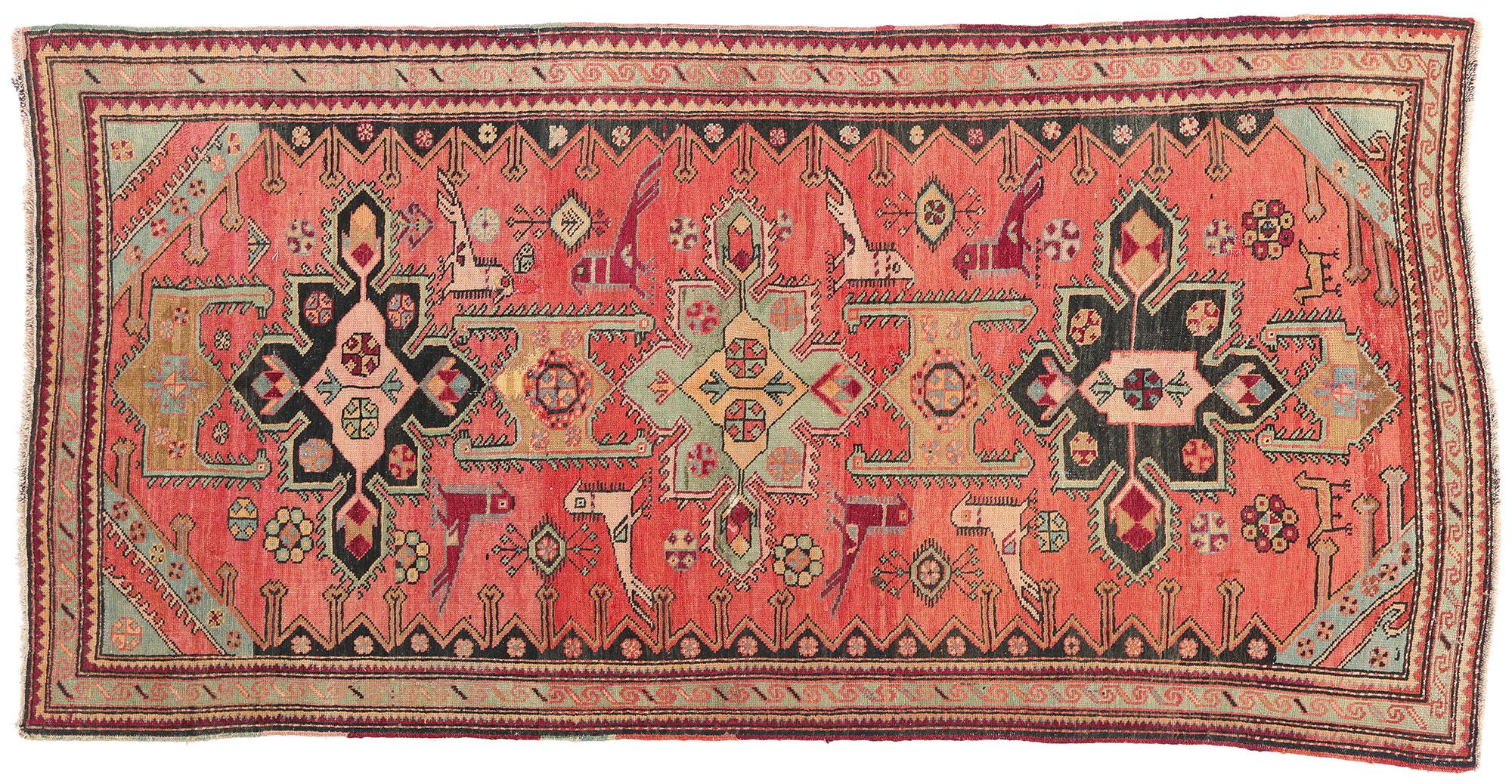 Antique Caucasian Karabagh Rug with Modern Style For Sale 4