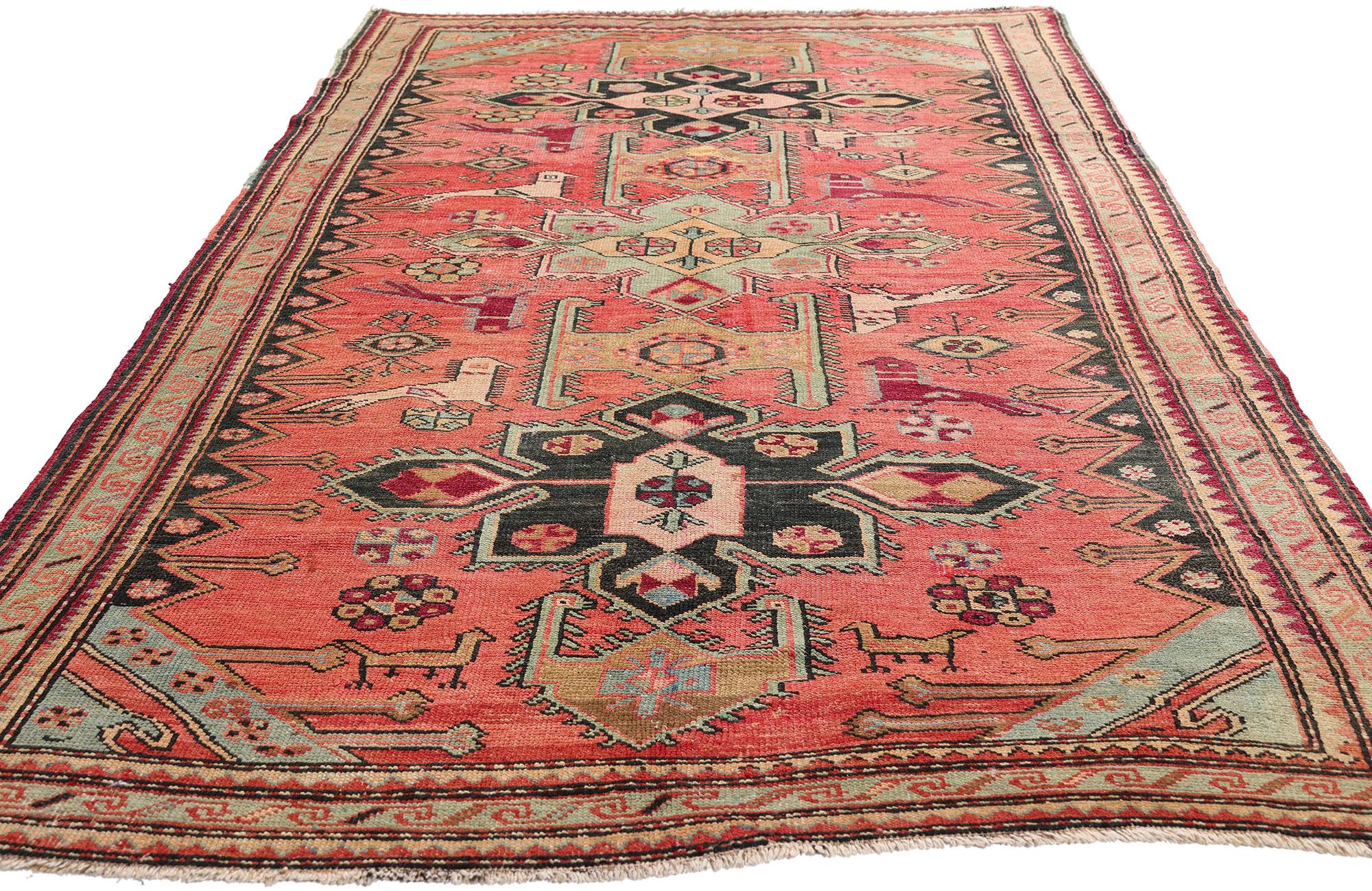 Kazak Antique Caucasian Karabagh Rug with Modern Style For Sale