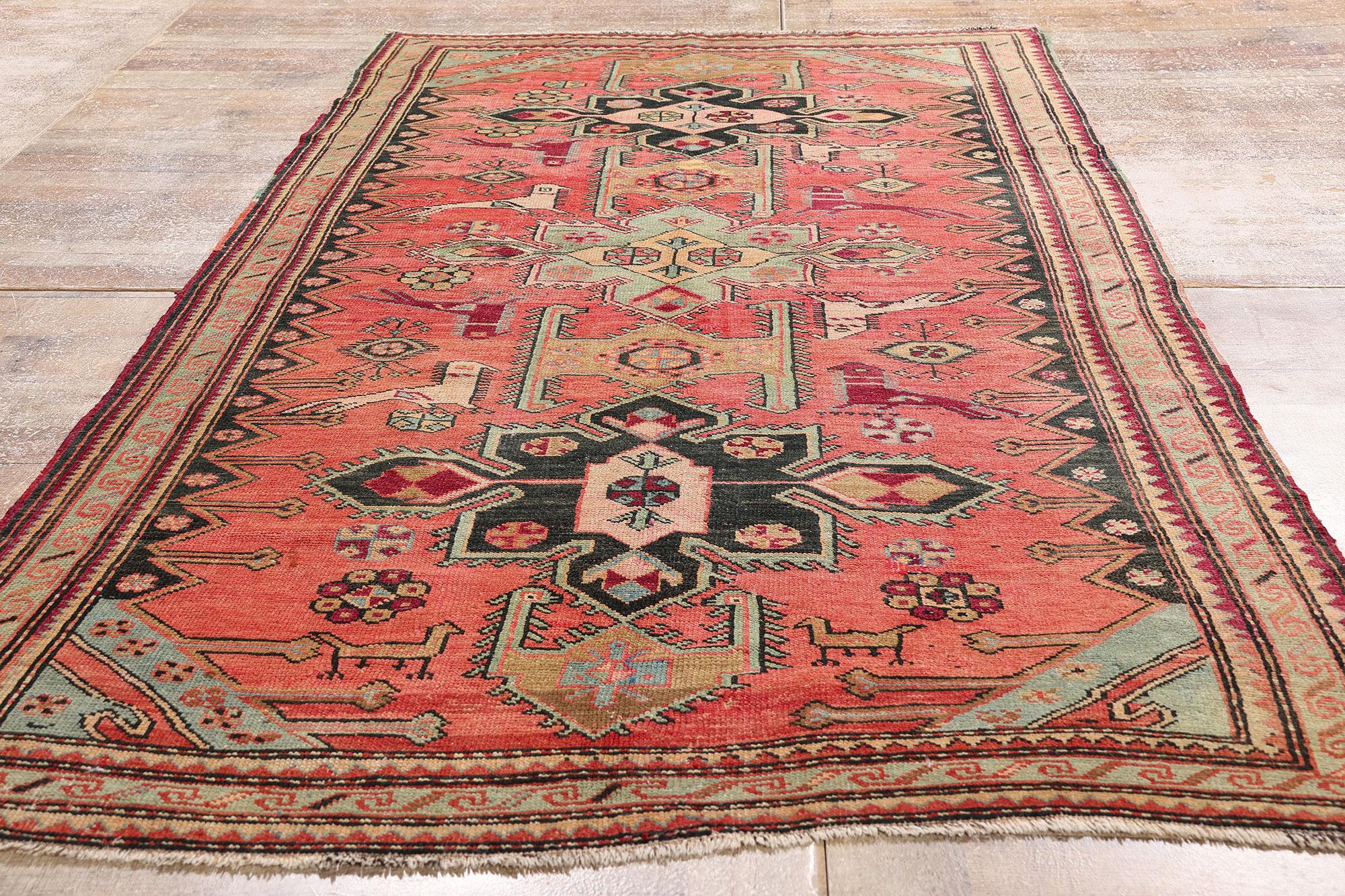 Antique Caucasian Karabagh Rug with Modern Style For Sale 2