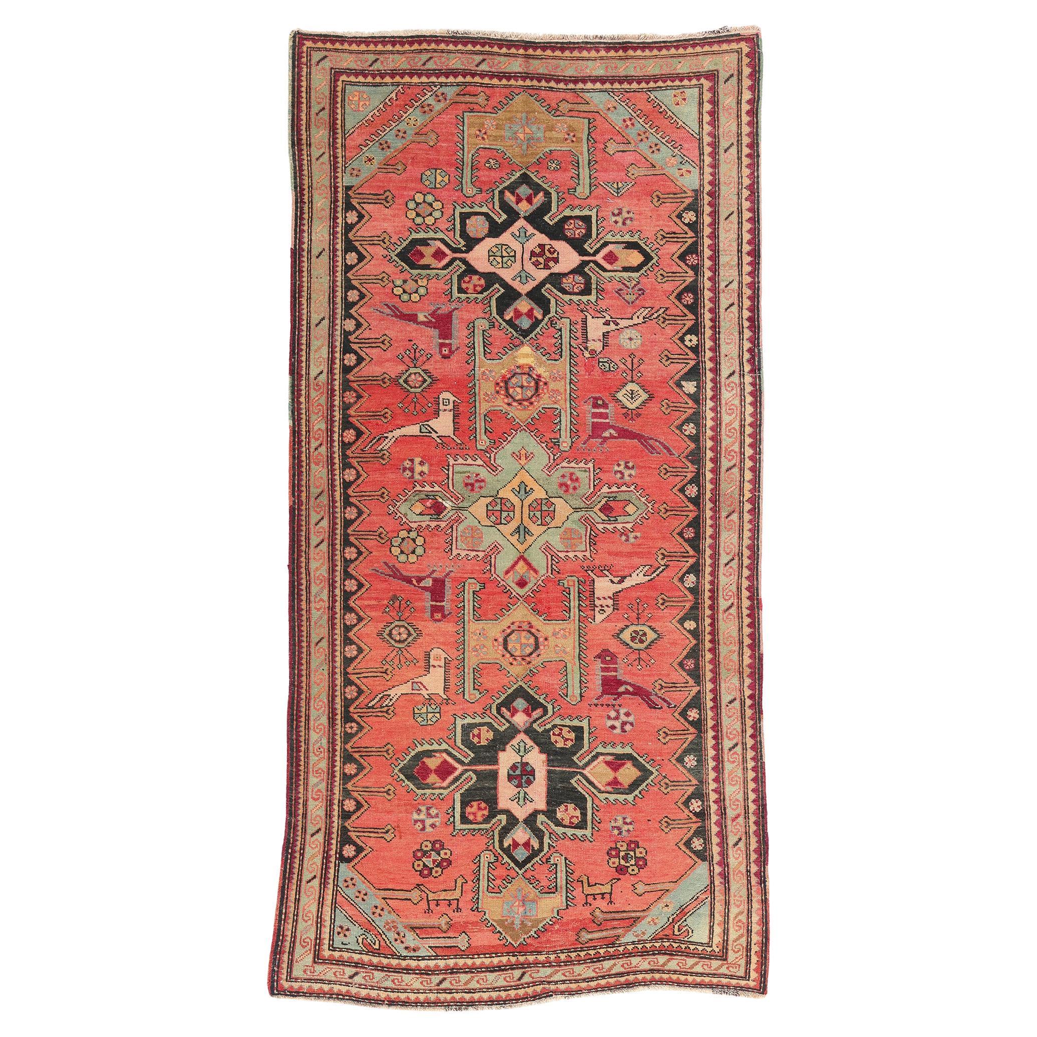 Antique Caucasian Karabagh Rug with Modern Style For Sale