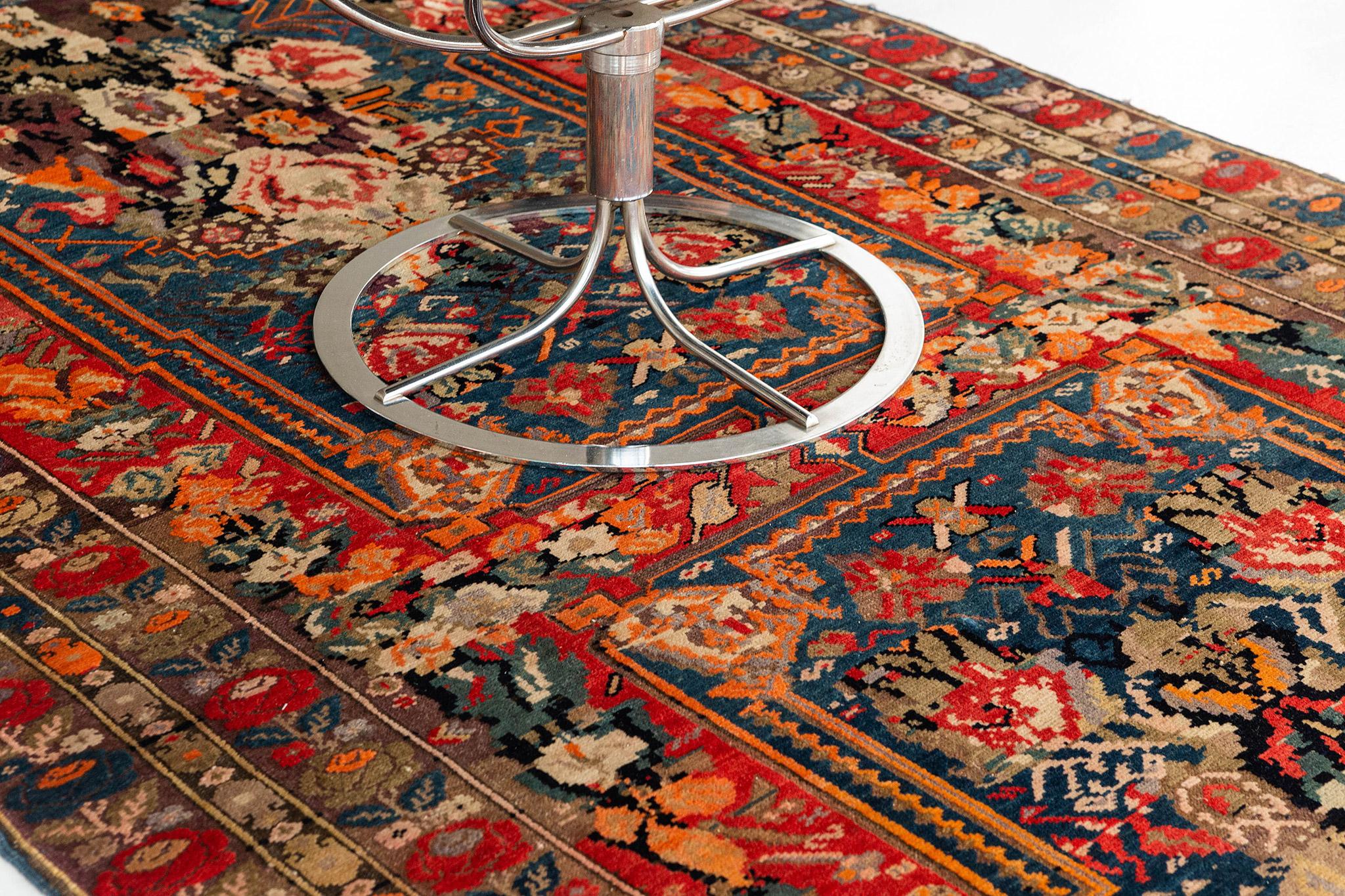 Hand-Knotted Antique Caucasian Karabagh Runner For Sale