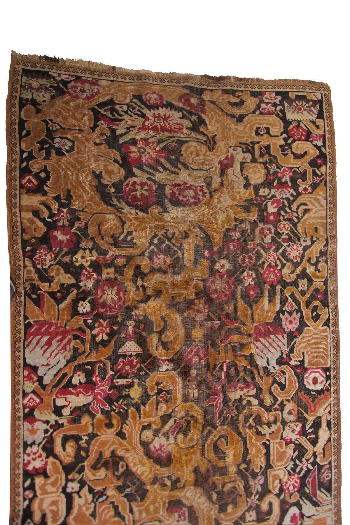 Antique Caucasian Karabagh Runner Geometric Antique Runner Black, 1870 For Sale 6