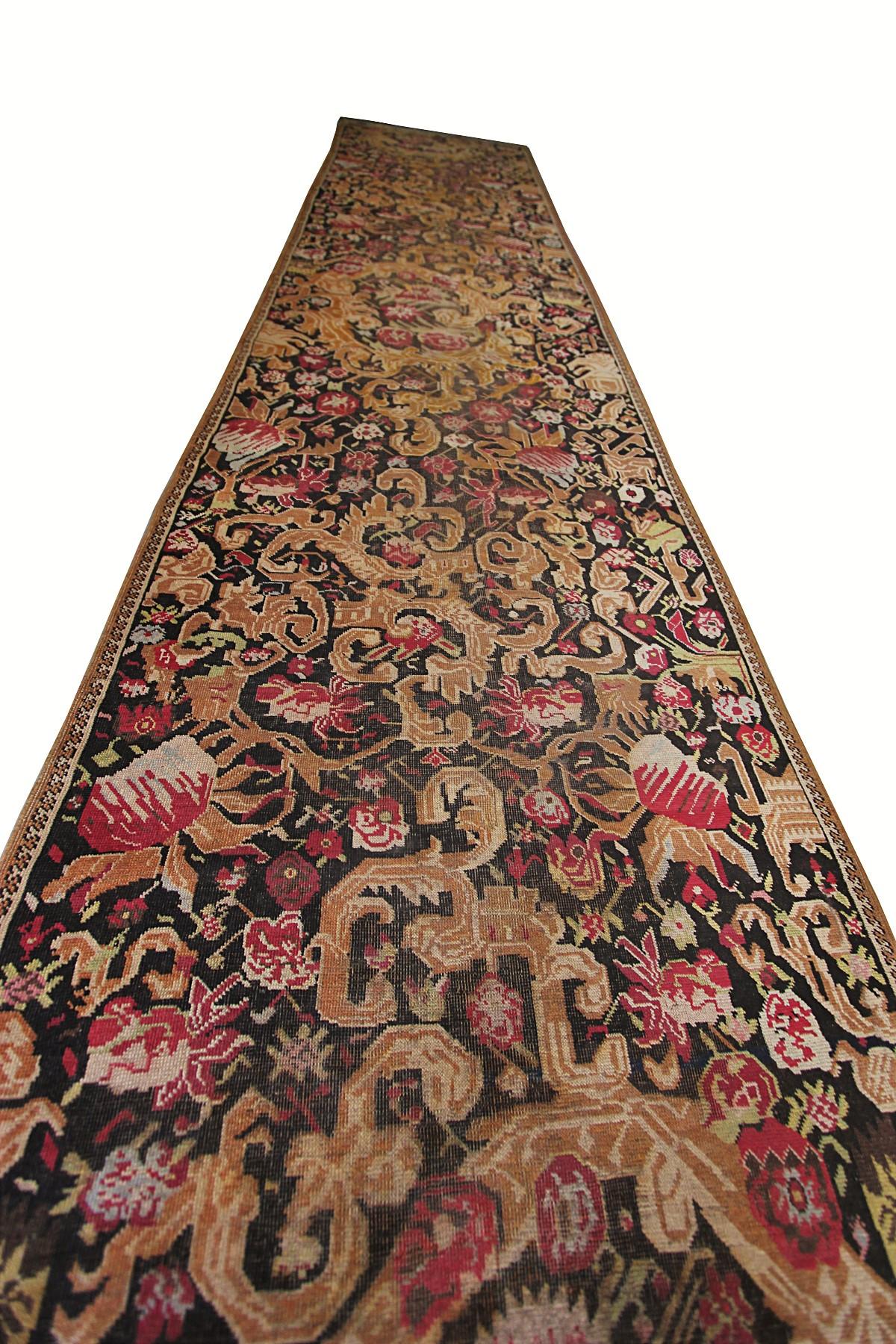 Antique Caucasian Karabagh Runner rug wool foundation black 

Measures: 3'8