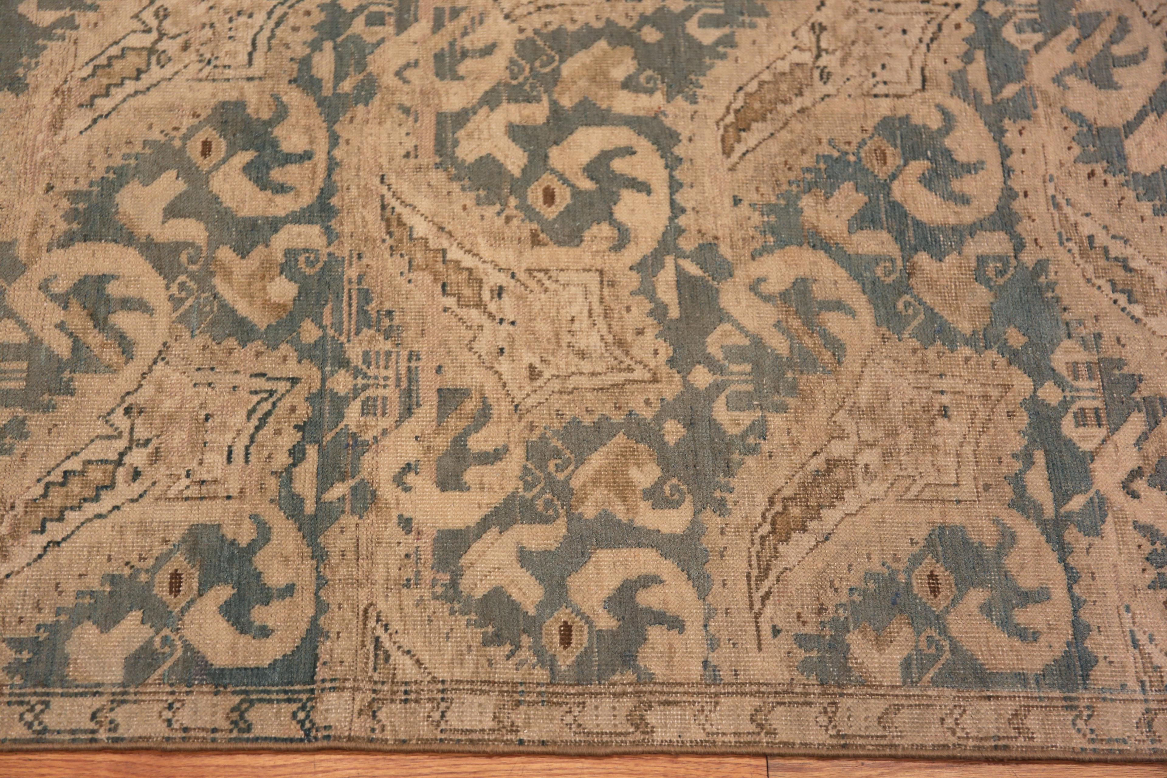 A Beautiful Antique Caucasian Karabagh Tribal Geometric Paisley Design Long and Narrow Hallway Runner Rug, Country of Origin / Rug Type: Antique Caucasian Rug, Circa Date: 1920