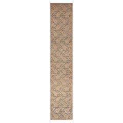 Ancien tapis de couloir caucasien Karabagh tribal géométrique à motif cachemire 3'3" x 18'