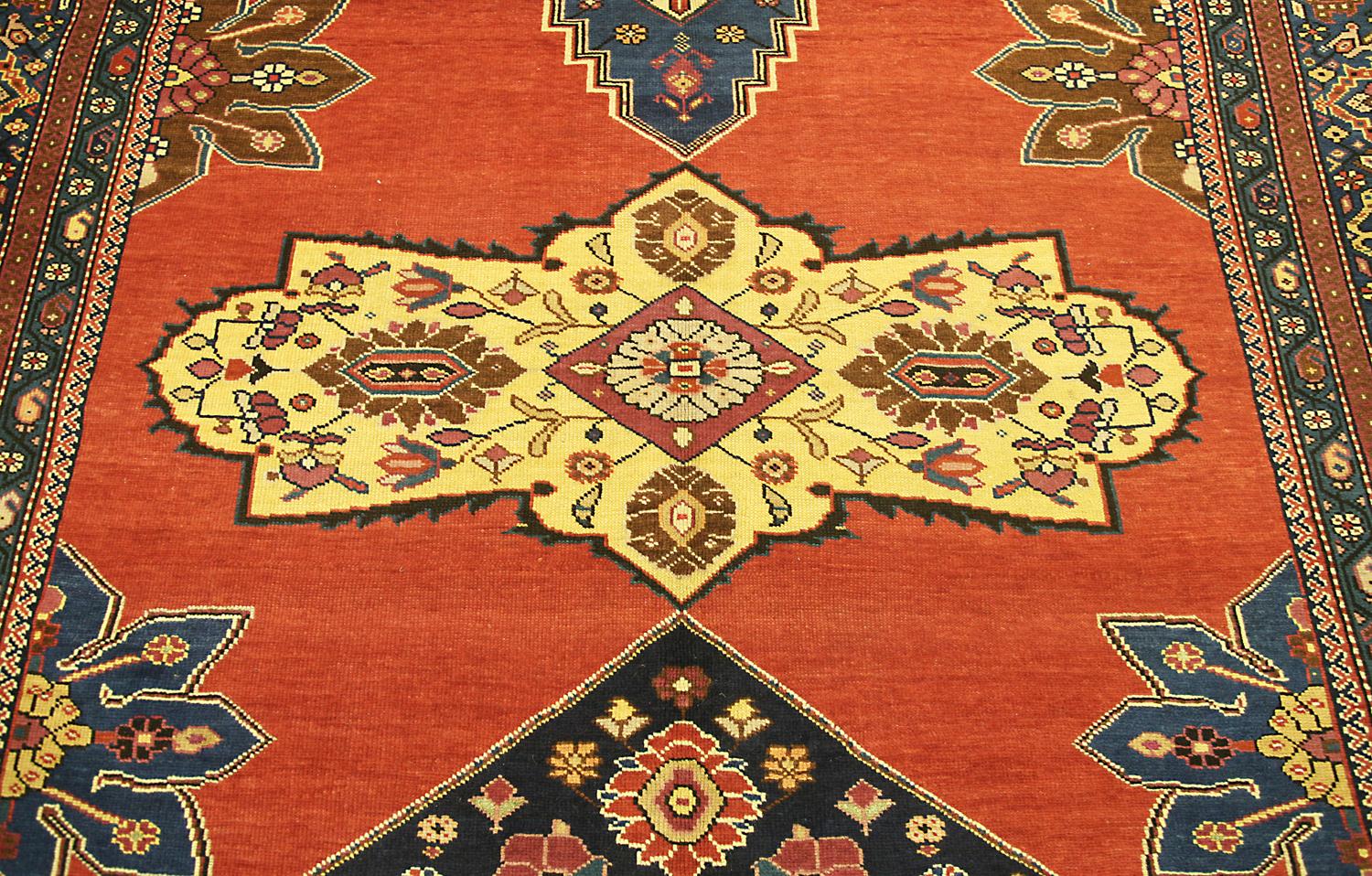 Hand-Knotted Antique Caucasian Karabakh 'Qarabag' Part Silk Gallery Size Carpet, 19th Century For Sale