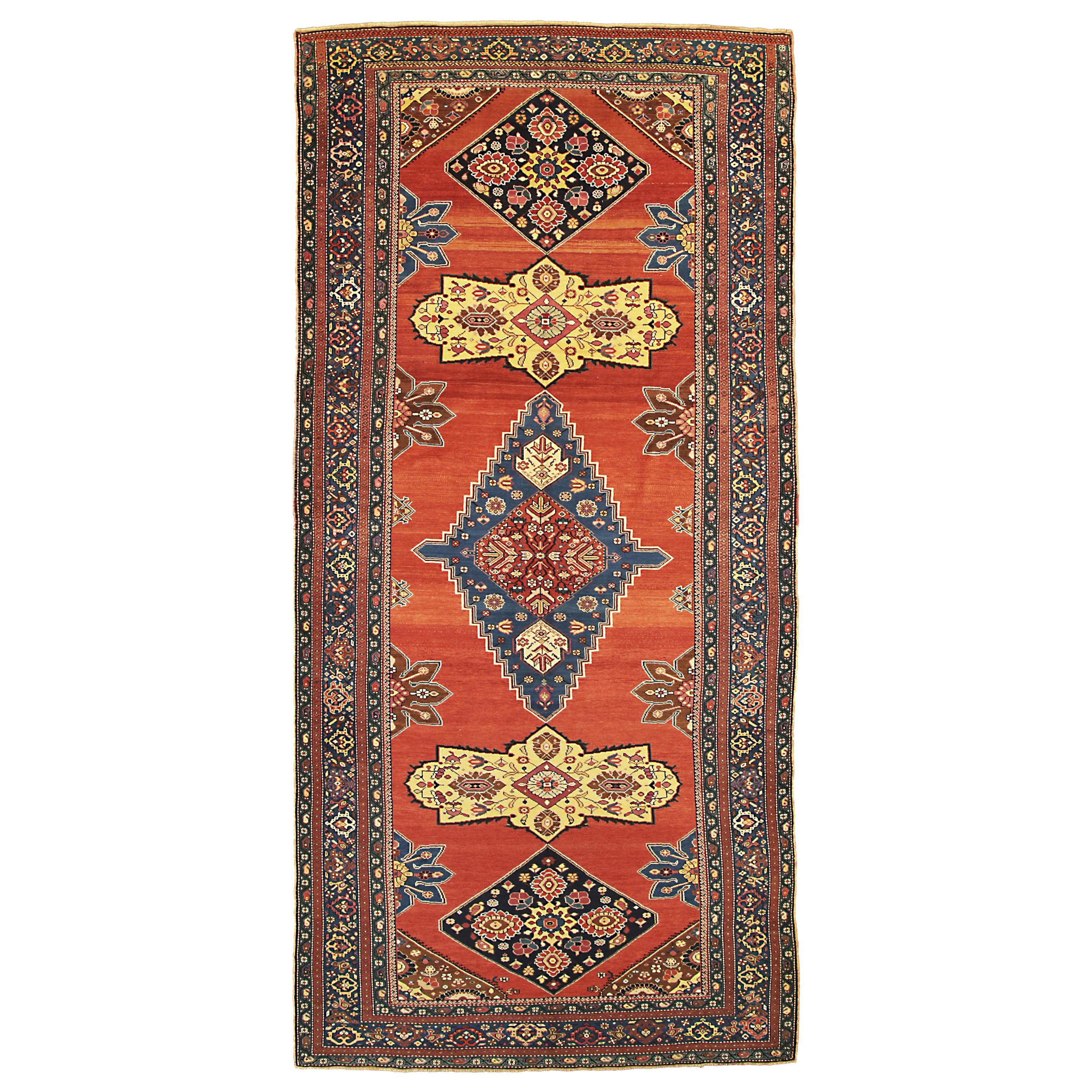 Antique Caucasian Karabakh 'Qarabag' Part Silk Gallery Size Carpet, 19th Century For Sale
