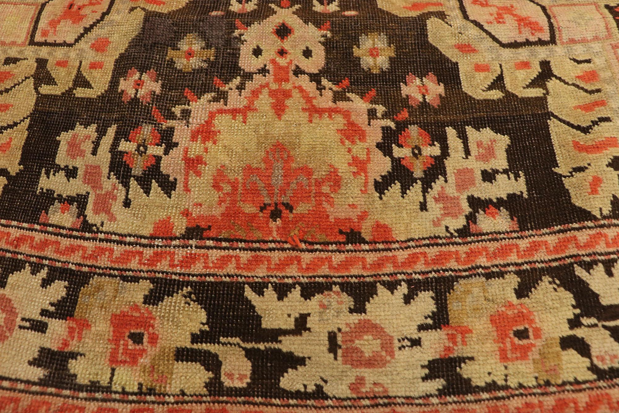 Russian Extra-Long Antique Caucasian Karabakh Runner with Warm Artisinal Style For Sale