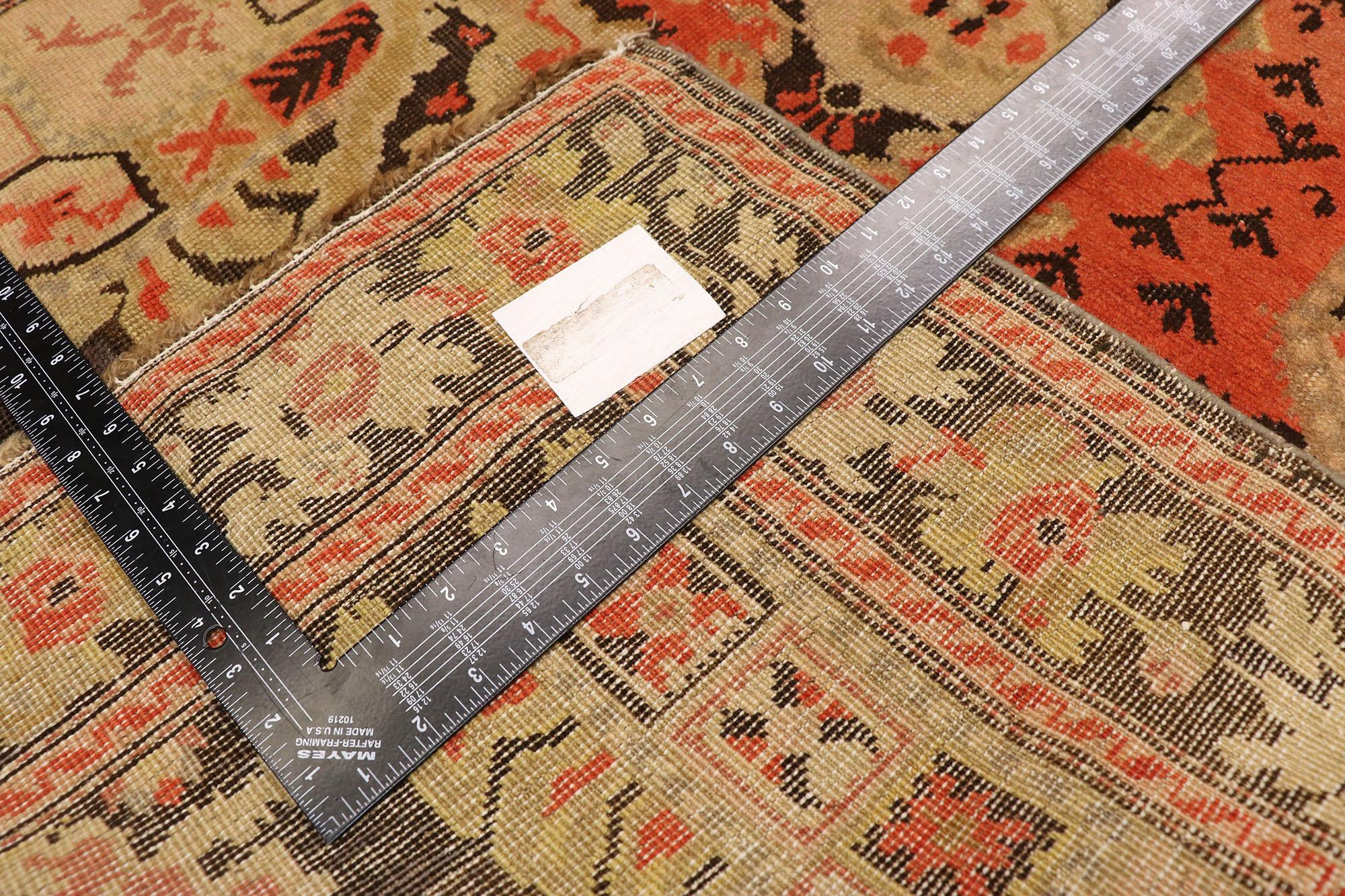 Hand-Knotted Extra-Long Antique Caucasian Karabakh Runner with Warm Artisinal Style For Sale
