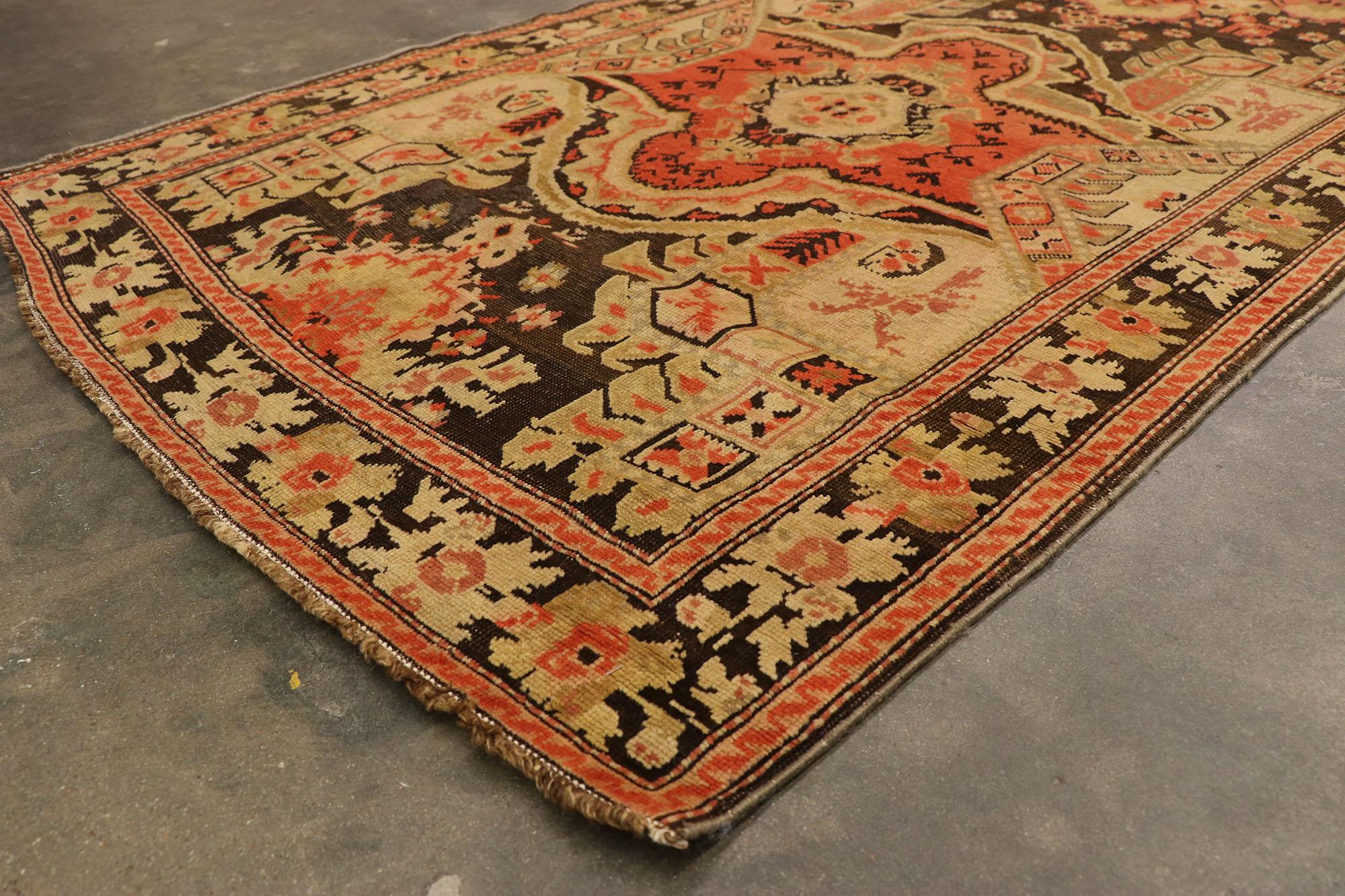 Extra-Long Antique Caucasian Karabakh Runner with Warm Artisinal Style In Good Condition For Sale In Dallas, TX