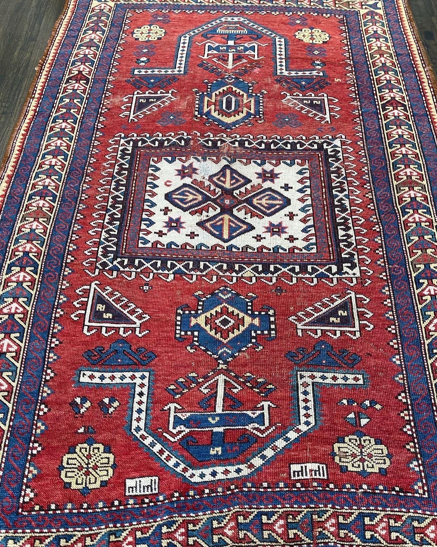 Kazak Antique Caucasian Karachop Dated 1901 For Sale