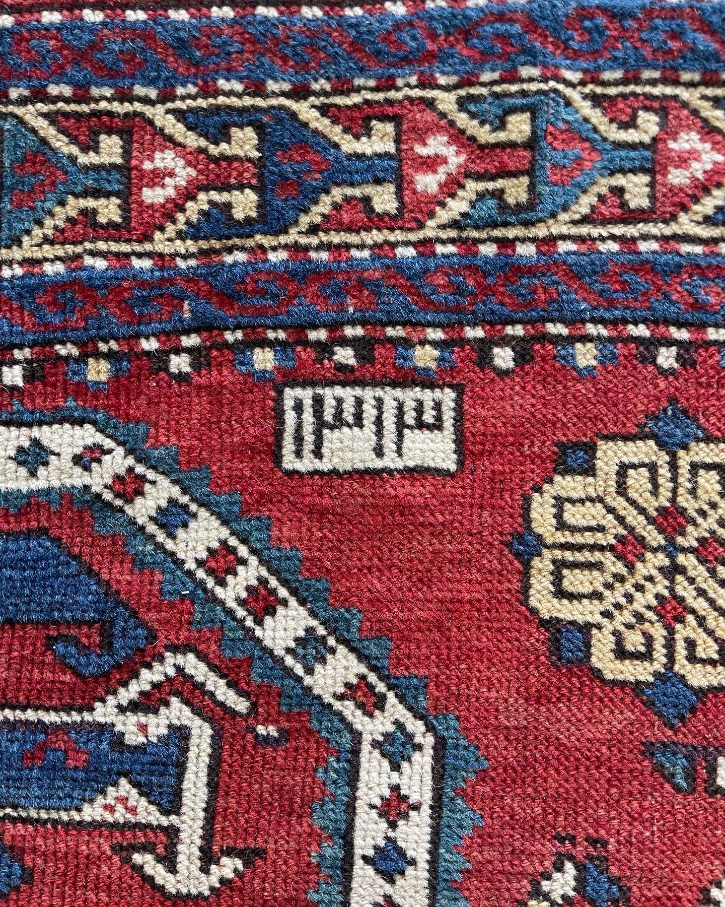 Wool Antique Caucasian Karachop Dated 1901 For Sale