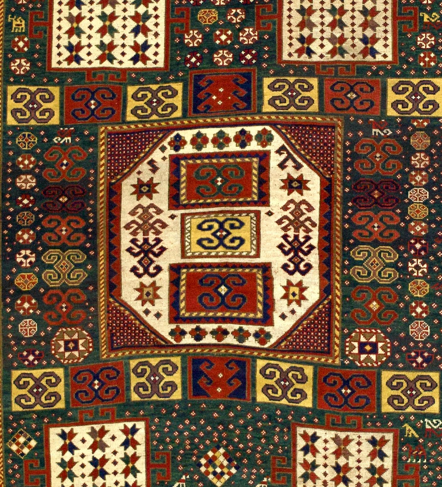 19th Century Antique Caucasian Karachov Kazak Rug 6’4” x 7’0