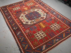 Antique Caucasian Karachov Kazak Rug of Classic Design on a Red Ground