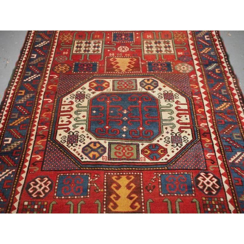 Antique Caucasian Karachov Kazak Rug of Classic Design on a Red Ground In Good Condition For Sale In Moreton-In-Marsh, GB