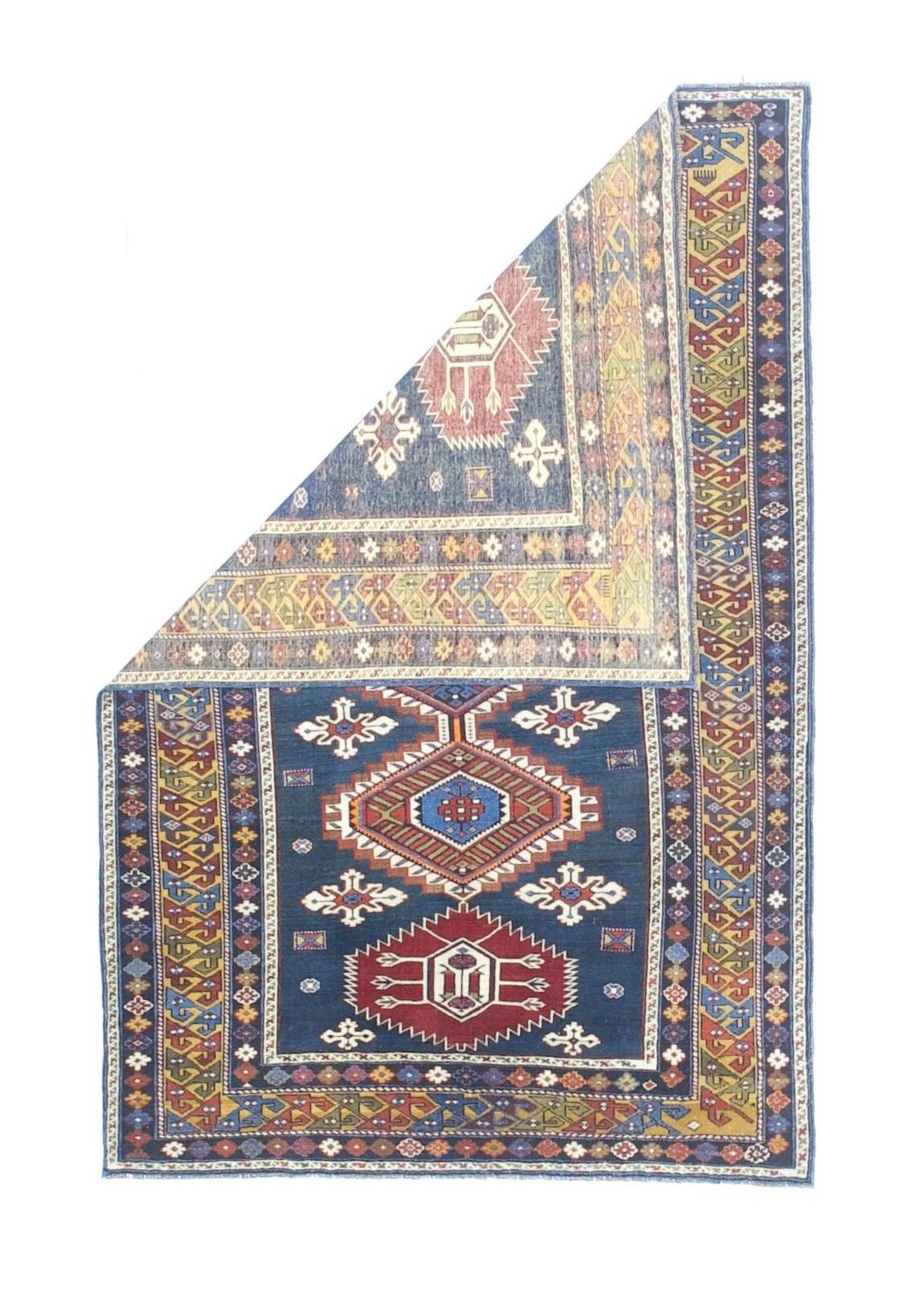 Alfombra antigua caucásica Karakashli 3'11