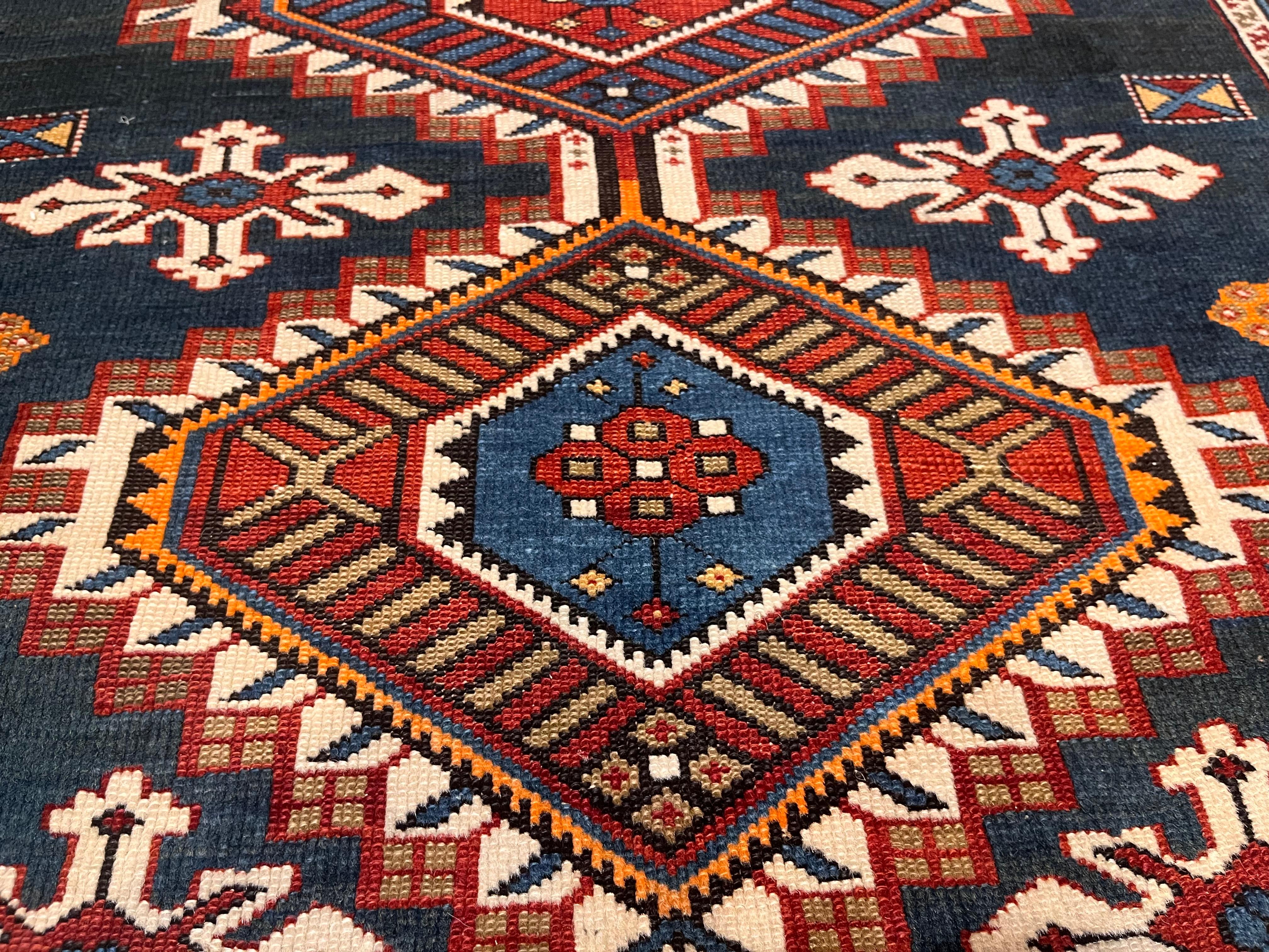Alfombra antigua caucásica Karakashli 3'11