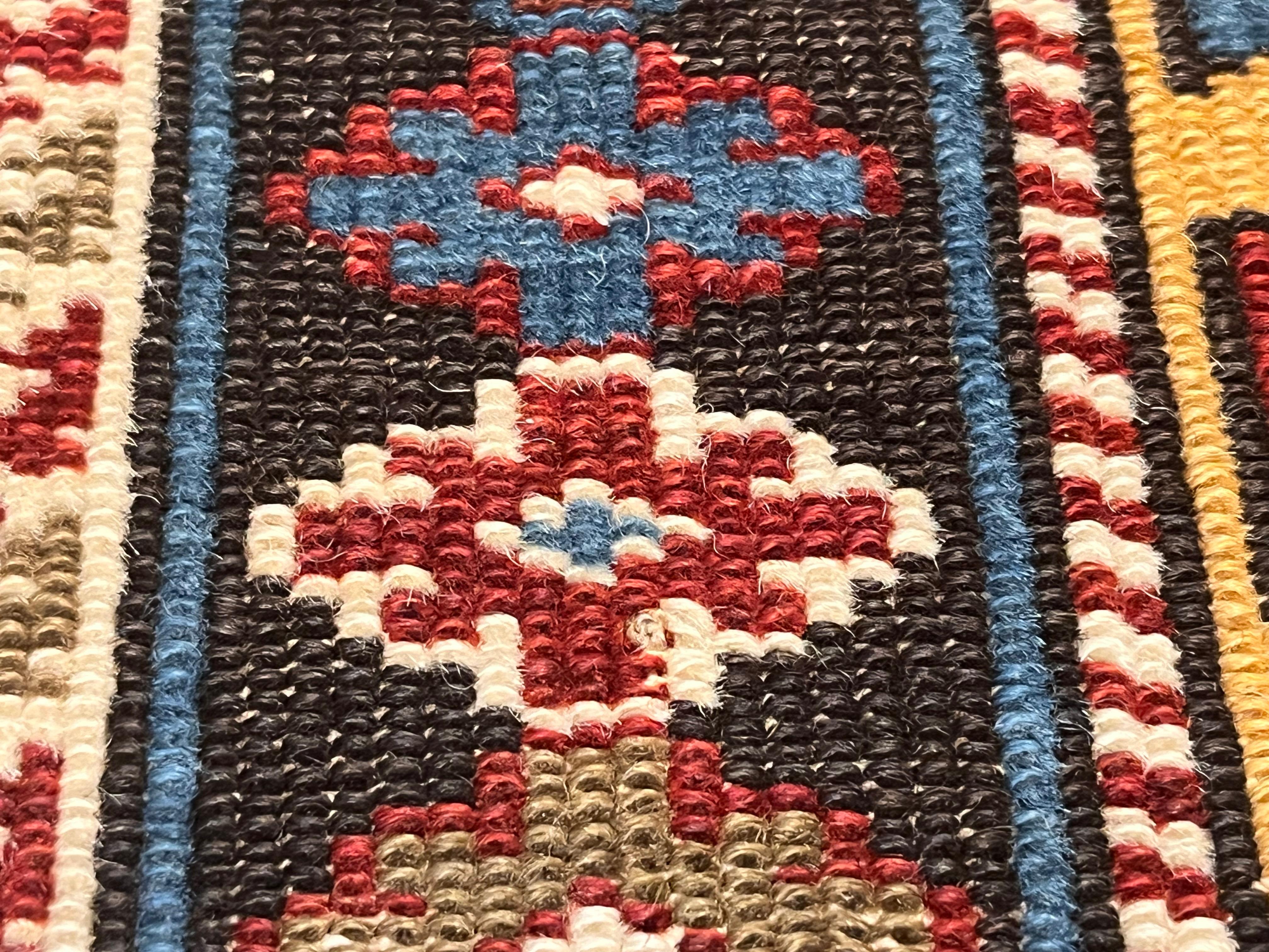 Alfombra antigua caucásica Karakashli 3'11