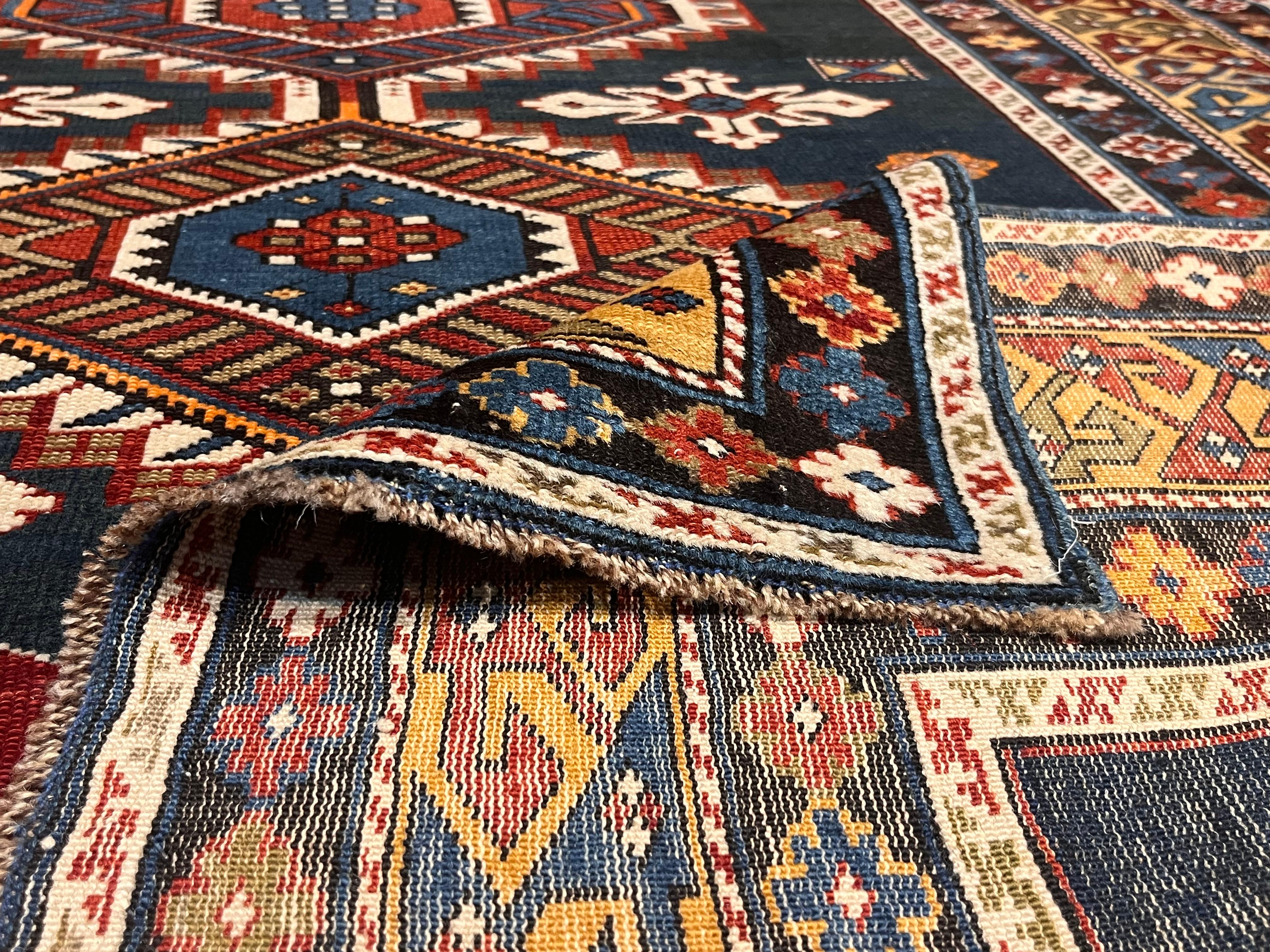 Alfombra antigua caucásica Karakashli 3'11