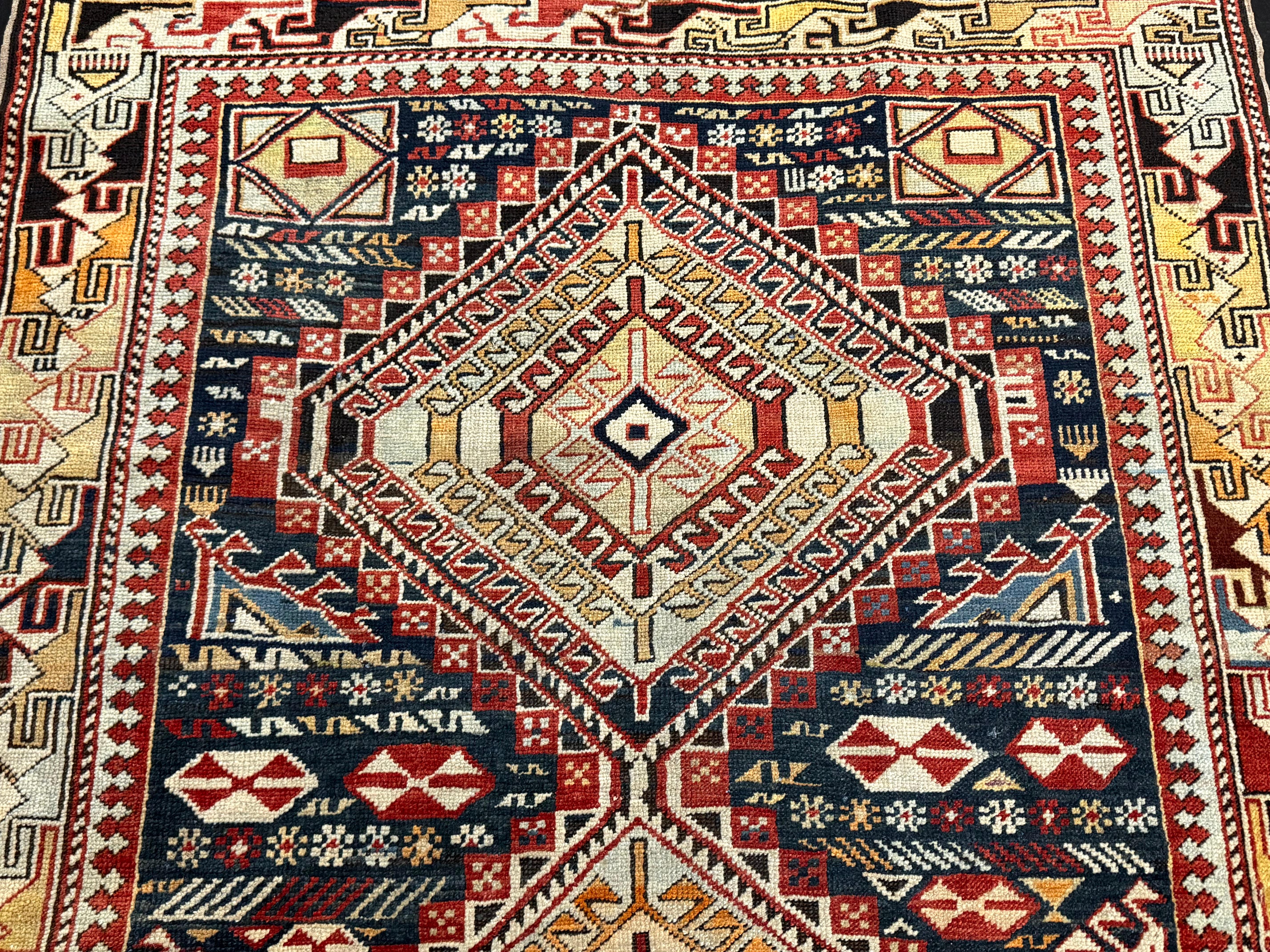 XIXe siècle Ancien tapis caucasien Karakashli 3'8