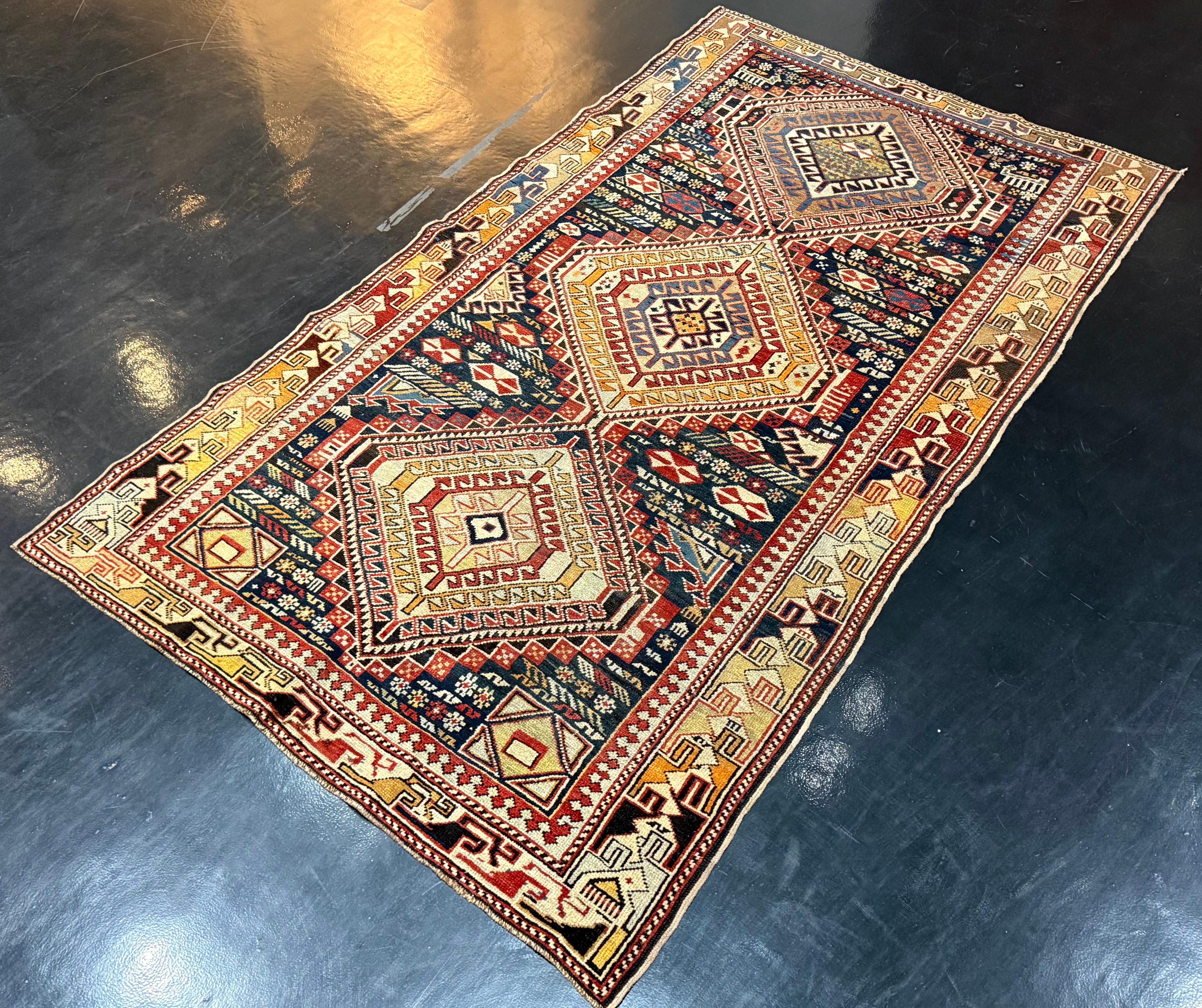 Laine Ancien tapis caucasien Karakashli 3'8