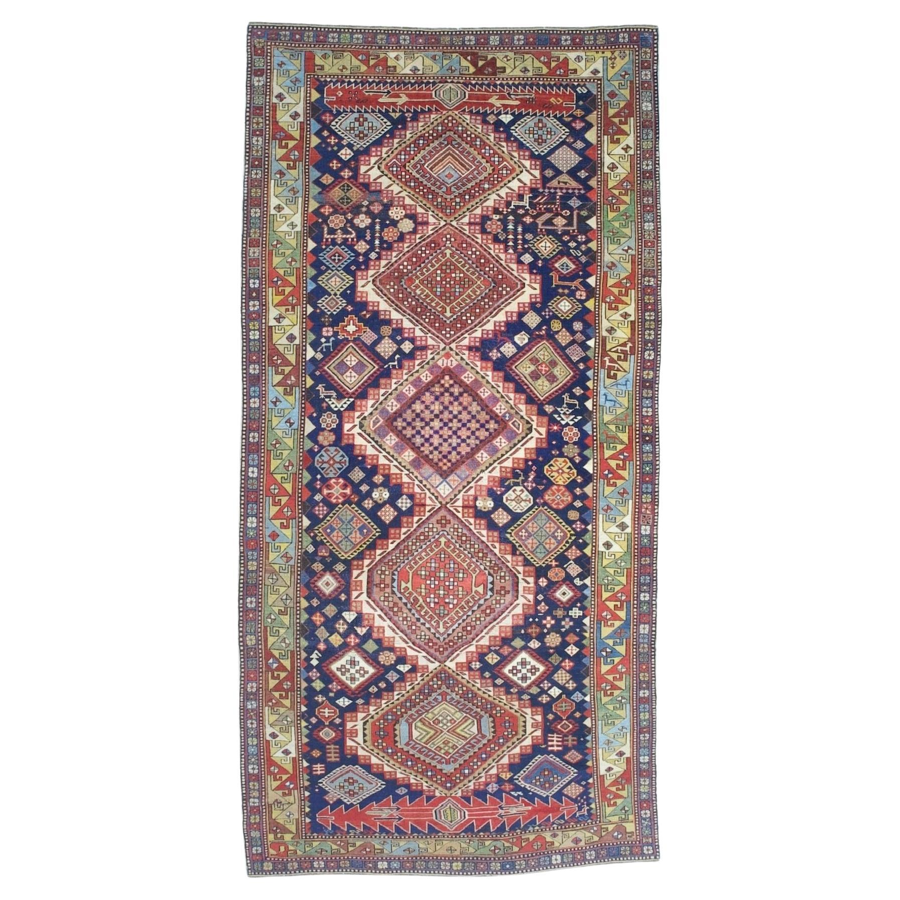 Alfombra antigua caucásica Karakashli 4'3" x 8'8